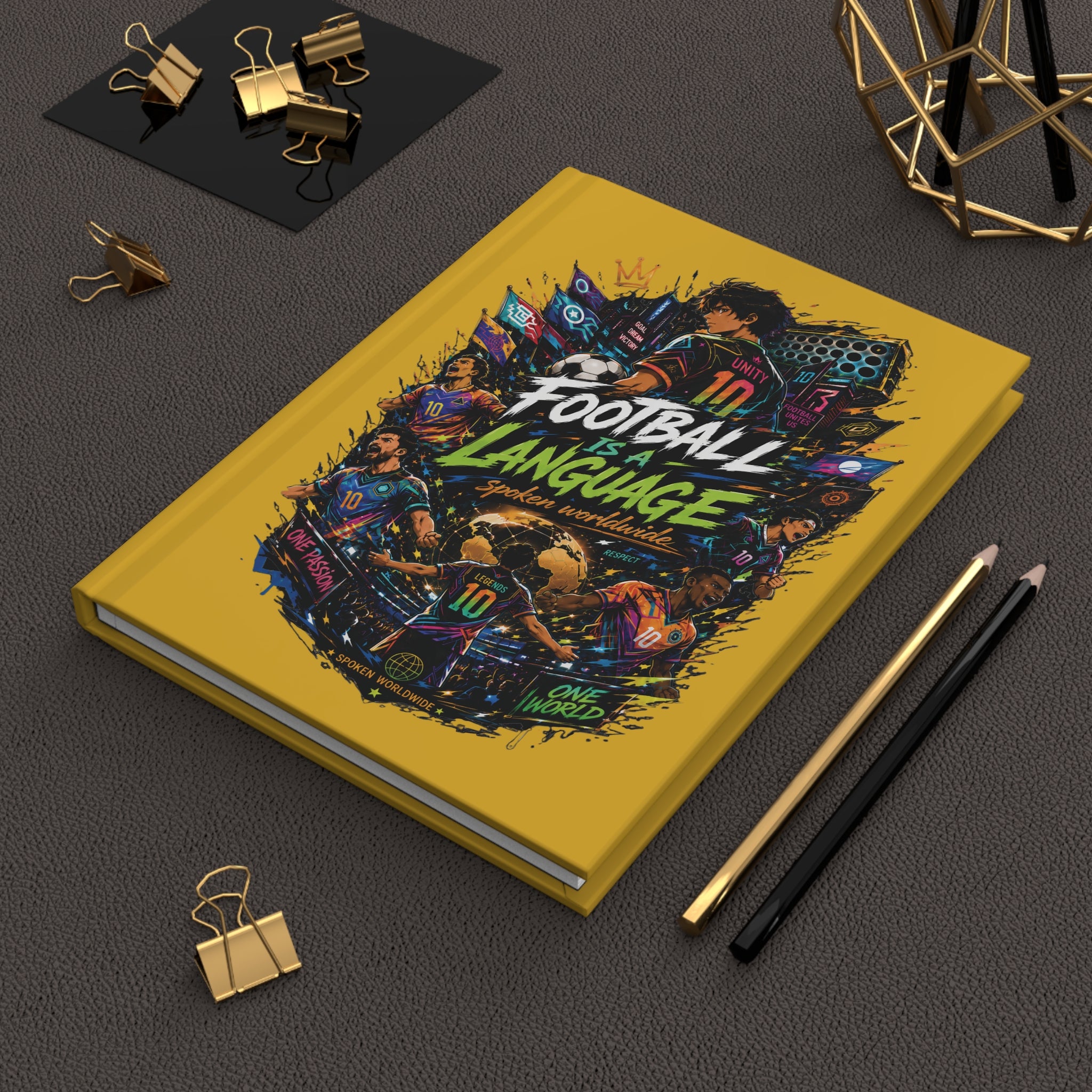 Football Is a Language Hardcover Journal — Personalized Number 10 Soccer Notebook