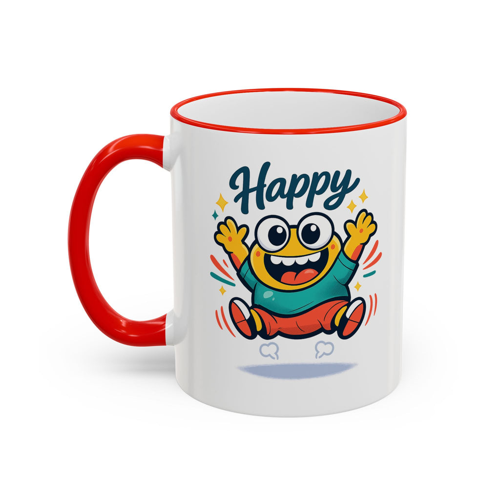Happy Monster Accent Mug - Cute Cartoon Coffee Cup (11oz/15oz)