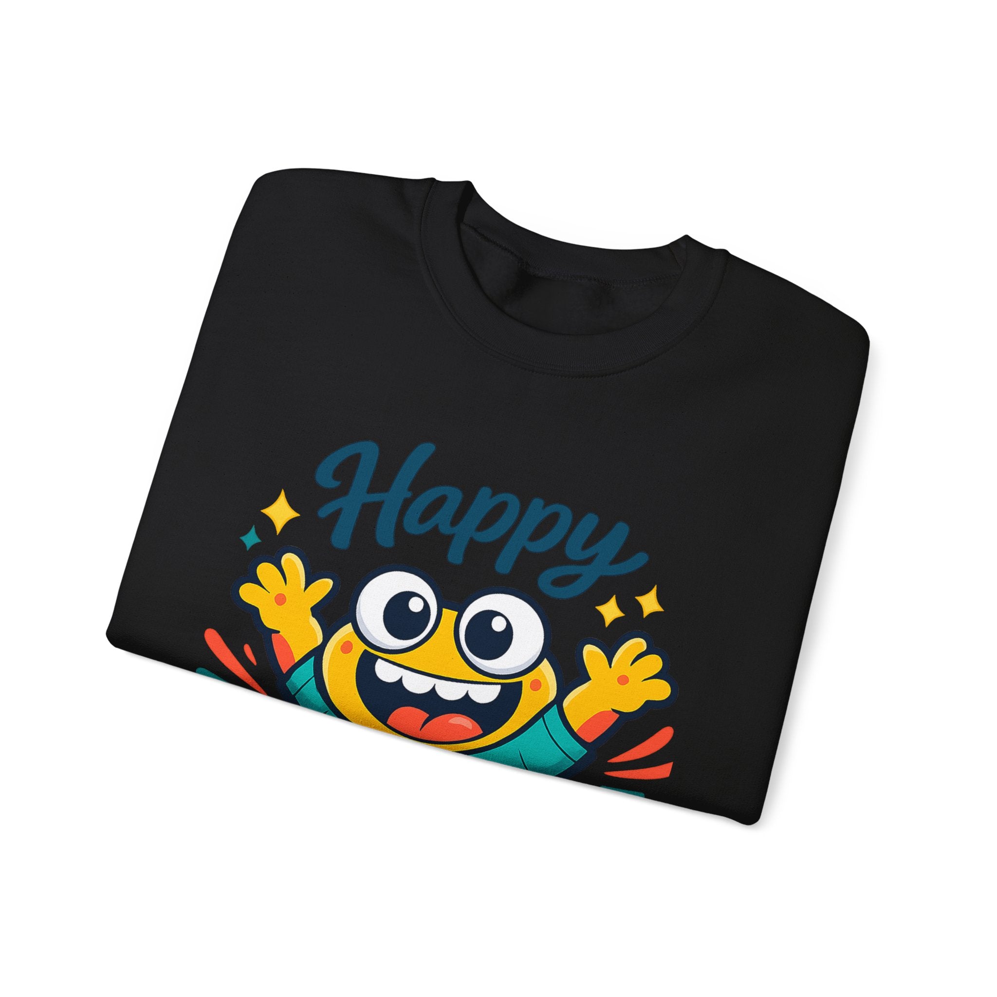 Happy Blob Cartoon Crewneck Sweatshirt | kawaii minimal, thick outline