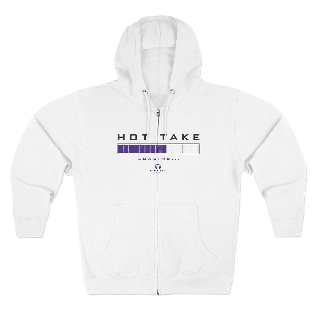 Hot Take Loading Zip Hoodie — "HOT TAKE" Retro Progress Bar Zip Hoodie