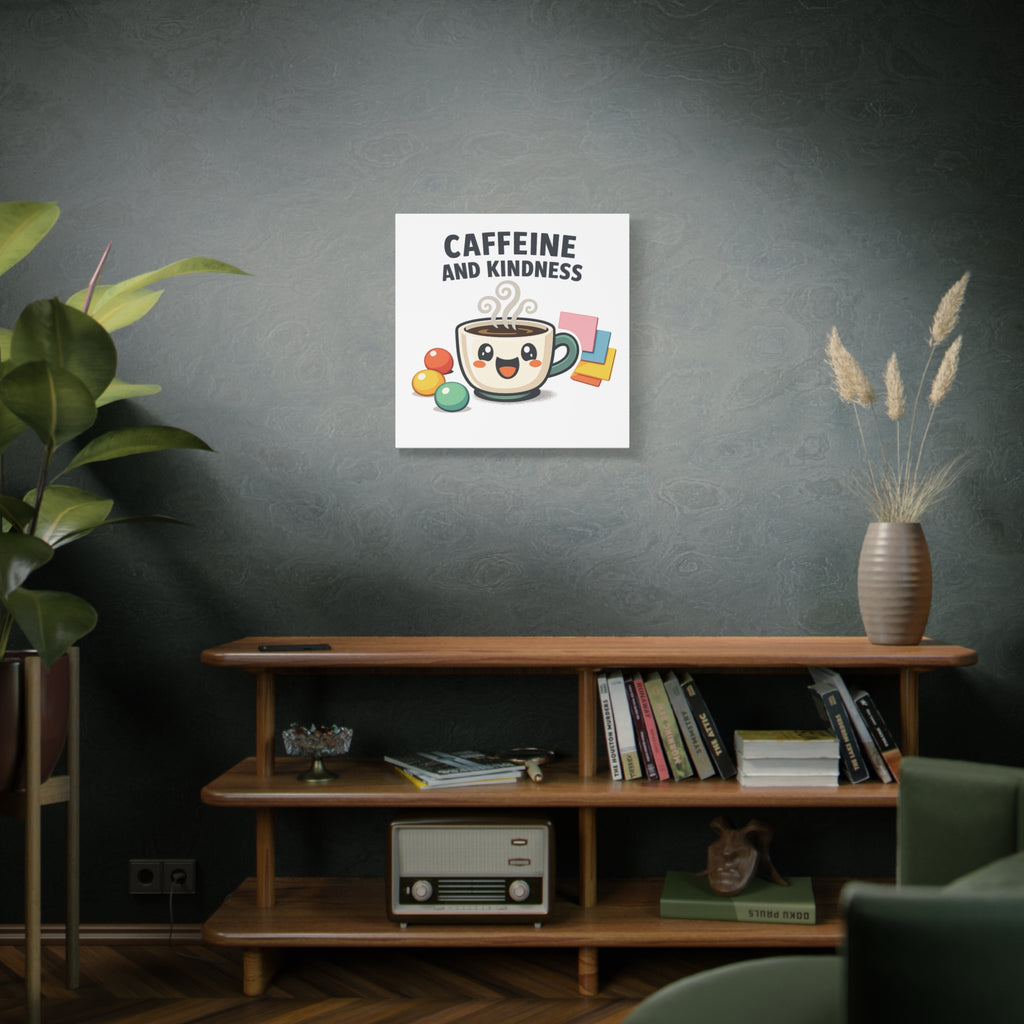 Caffeine and Kindness Canvas | Office Humor, Coffee Fuel Wall Art