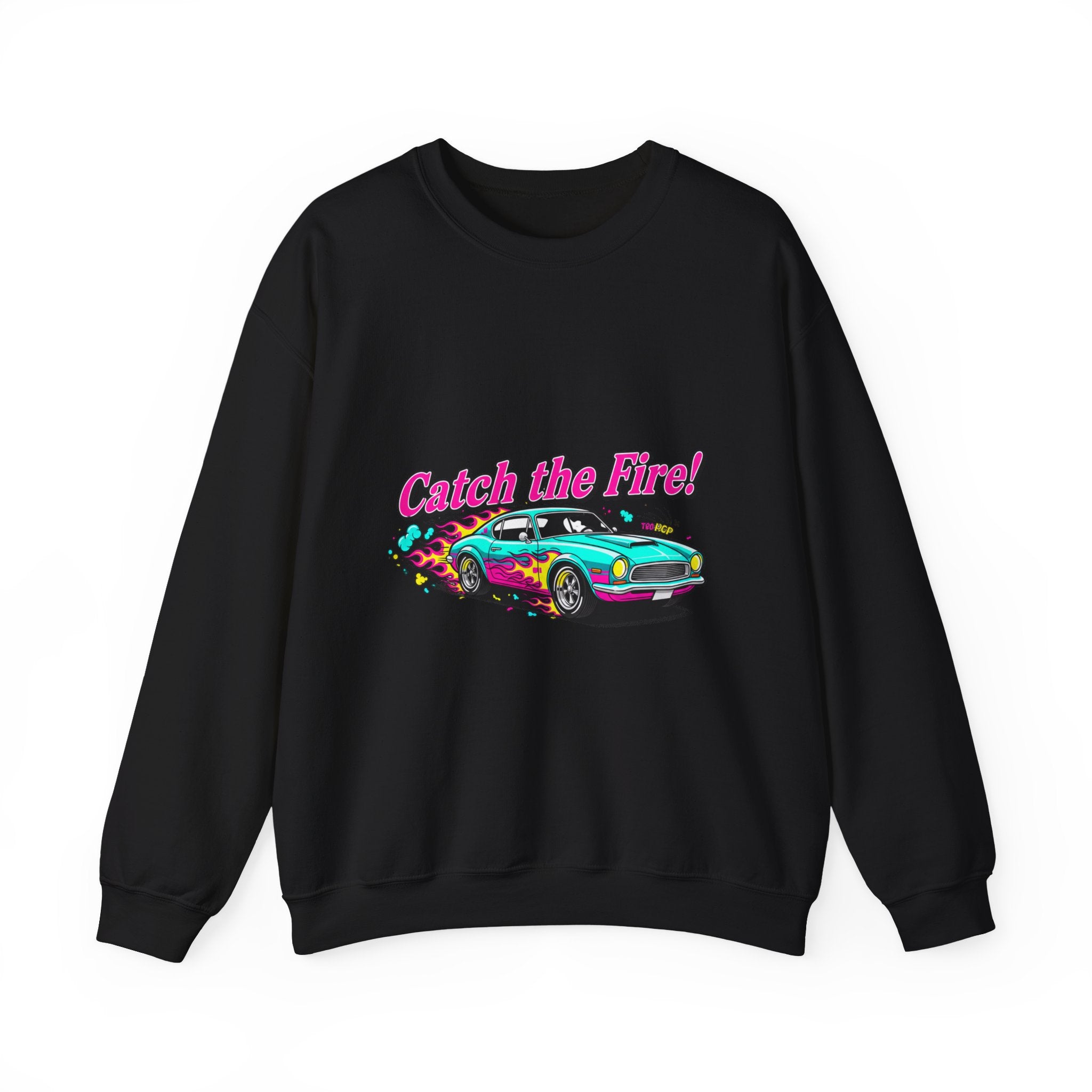 Cartoon Dragster Flames Sweatshirt | Vintage Car Illustration, Racing Flame