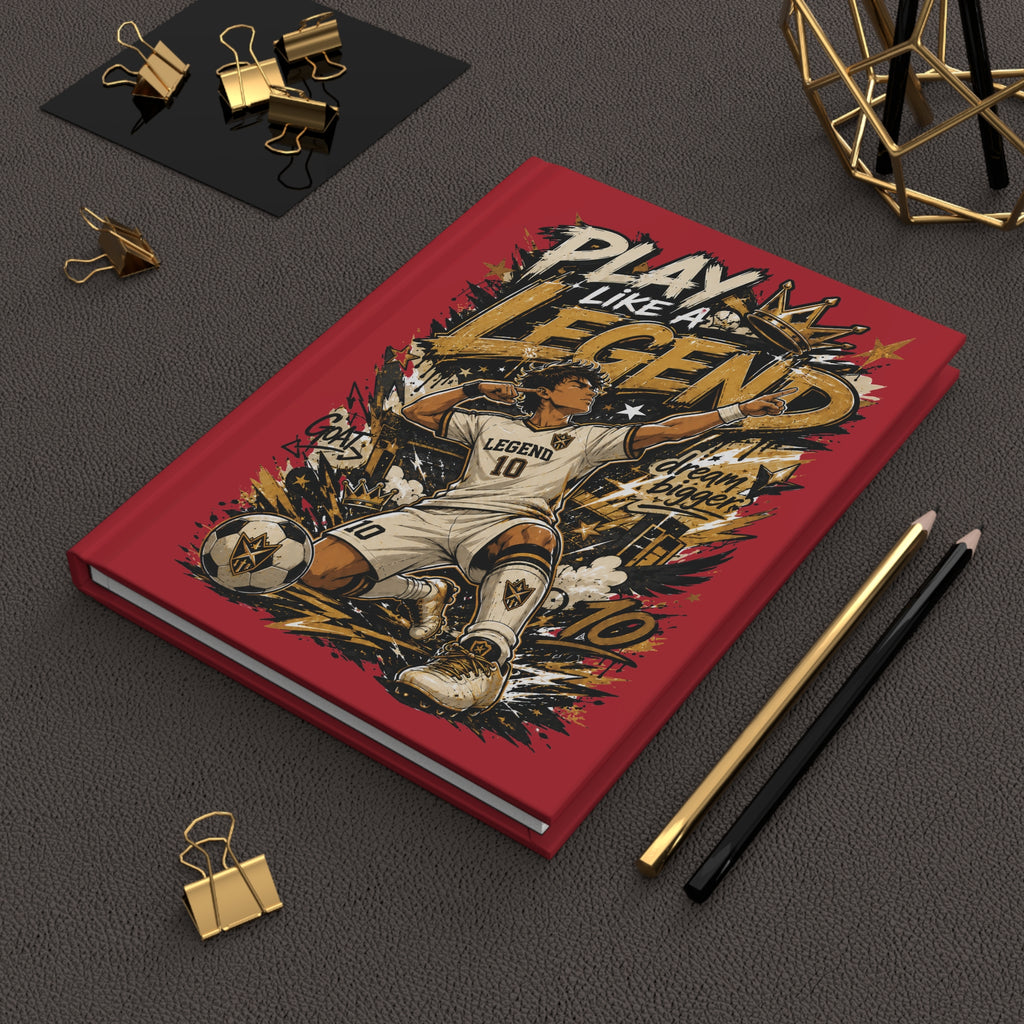 Play Like a Legend Soccer Hardcover Journal — Personalized Number 10