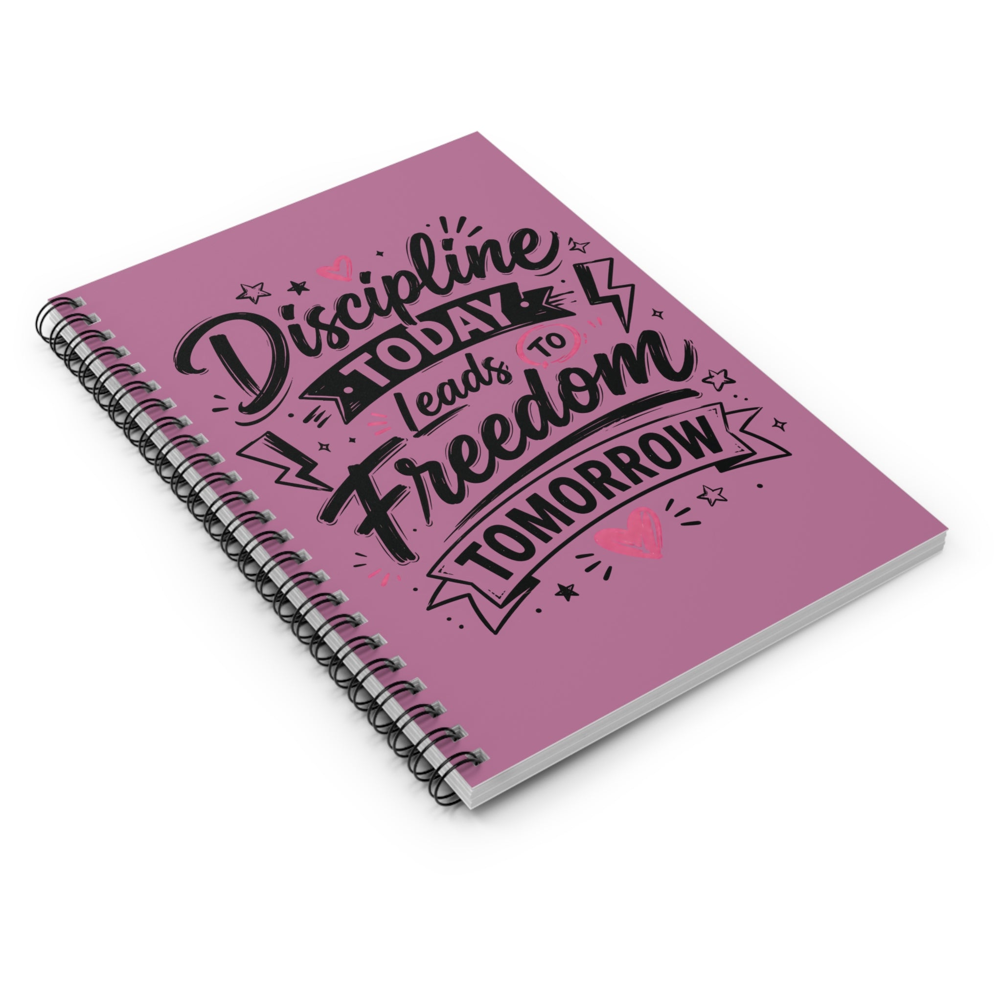 Spiral Notebook — “Discipline Today Leads to Freedom Tomorrow” Motivational Pink Journal