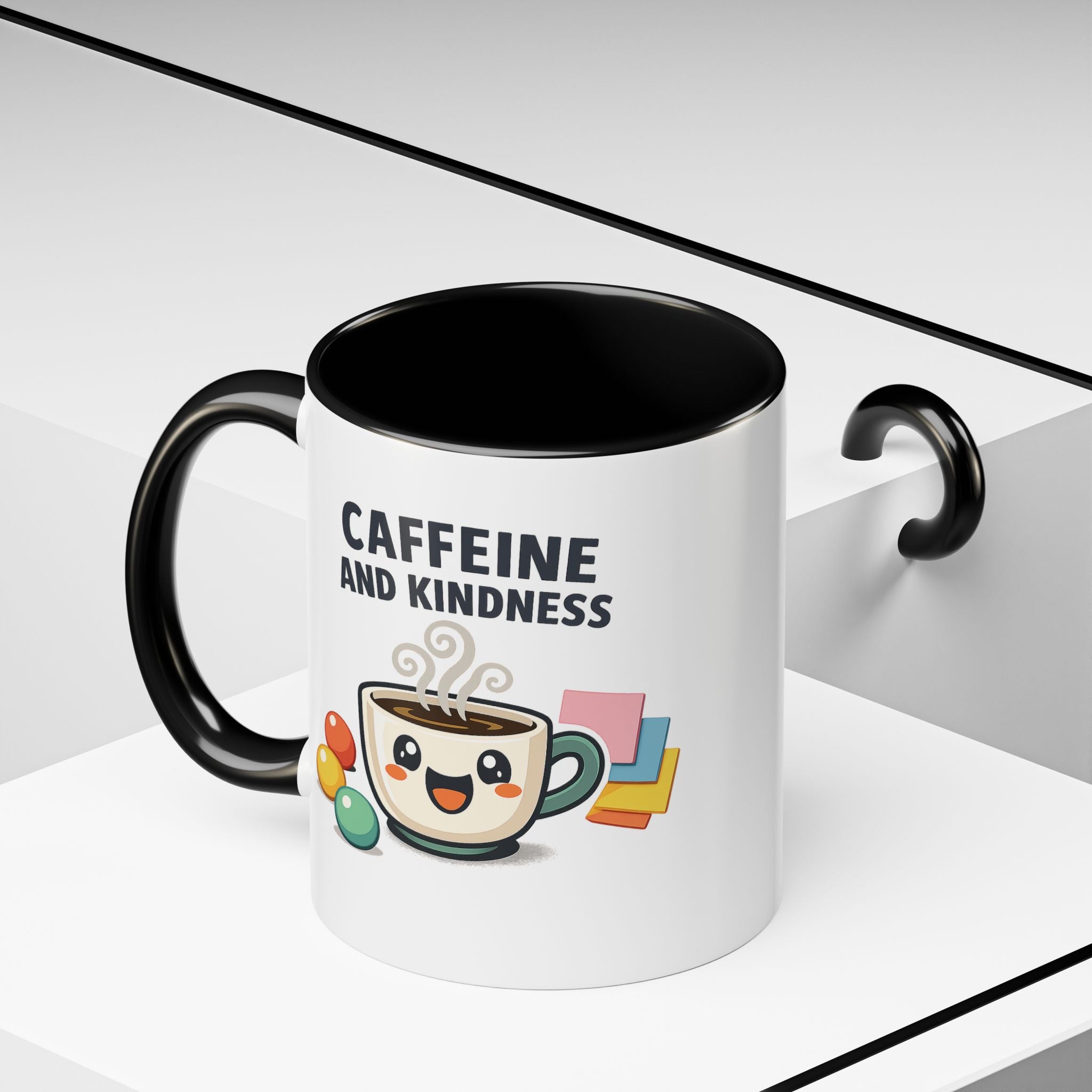 Caffeine and Kindness Coffee Mug – Ceramic Accent Mug (11oz / 15oz)