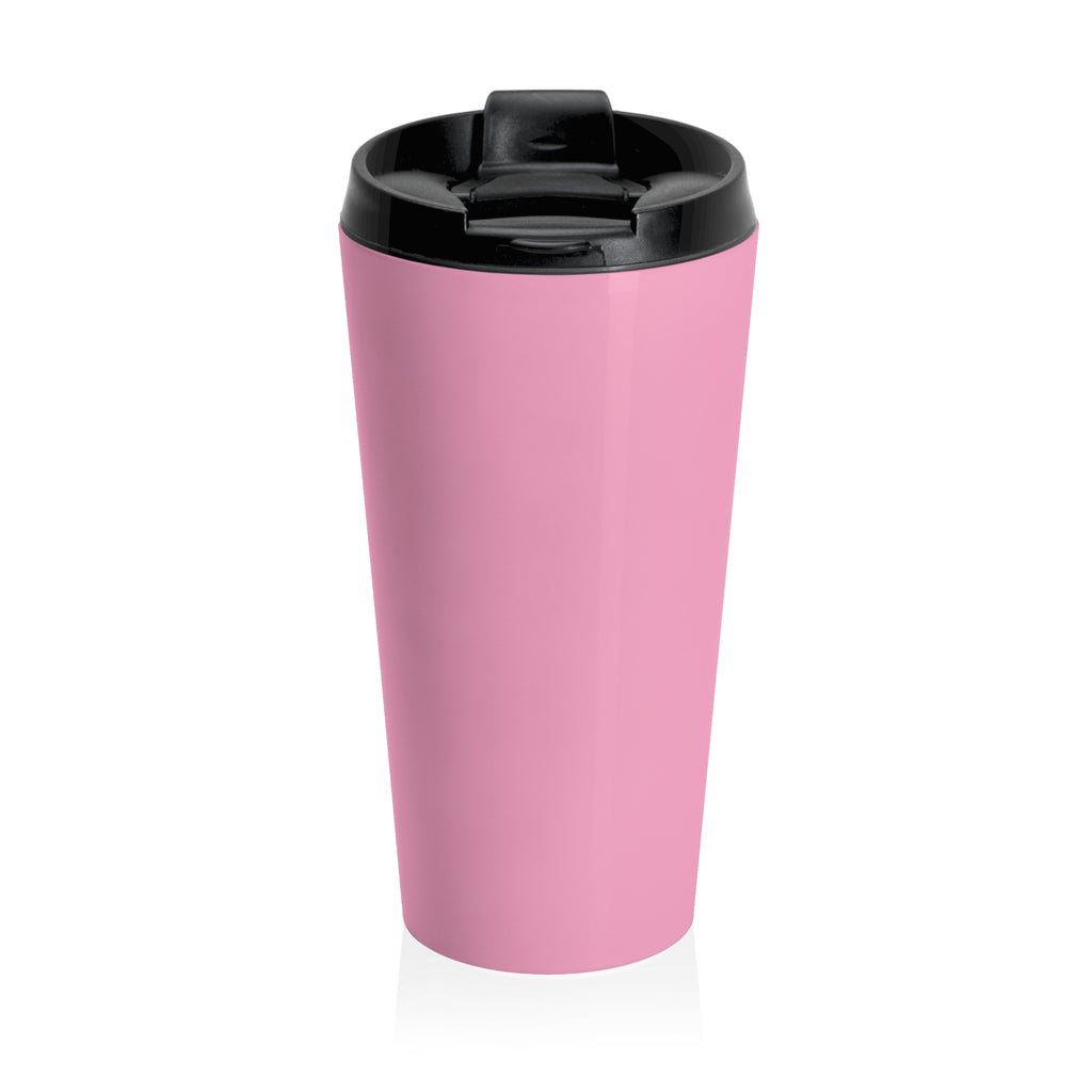 Galaxy Astronaut Travel Mug — "You Create Reality" Pink Stainless Steel Tumbler (Carnation Pink)