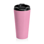 Galaxy Astronaut Travel Mug — "You Create Reality" Pink Stainless Steel Tumbler (Carnation Pink)