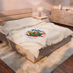 Happy Mood Face Velveteen Plush Blanket | thick outline kawaii cartoon