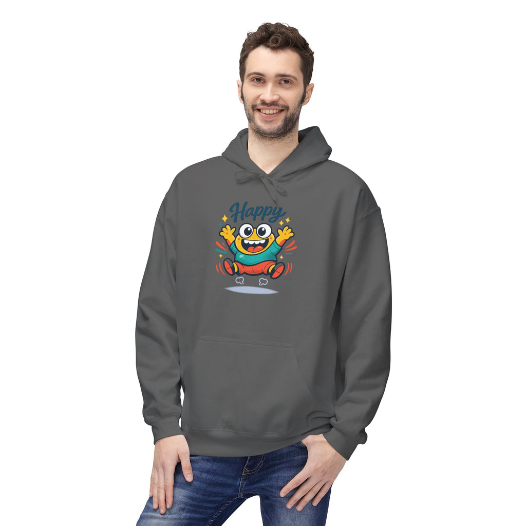 Happy Blob Graphic Hoodie – Cute Cartoon 'Happy' Pullover