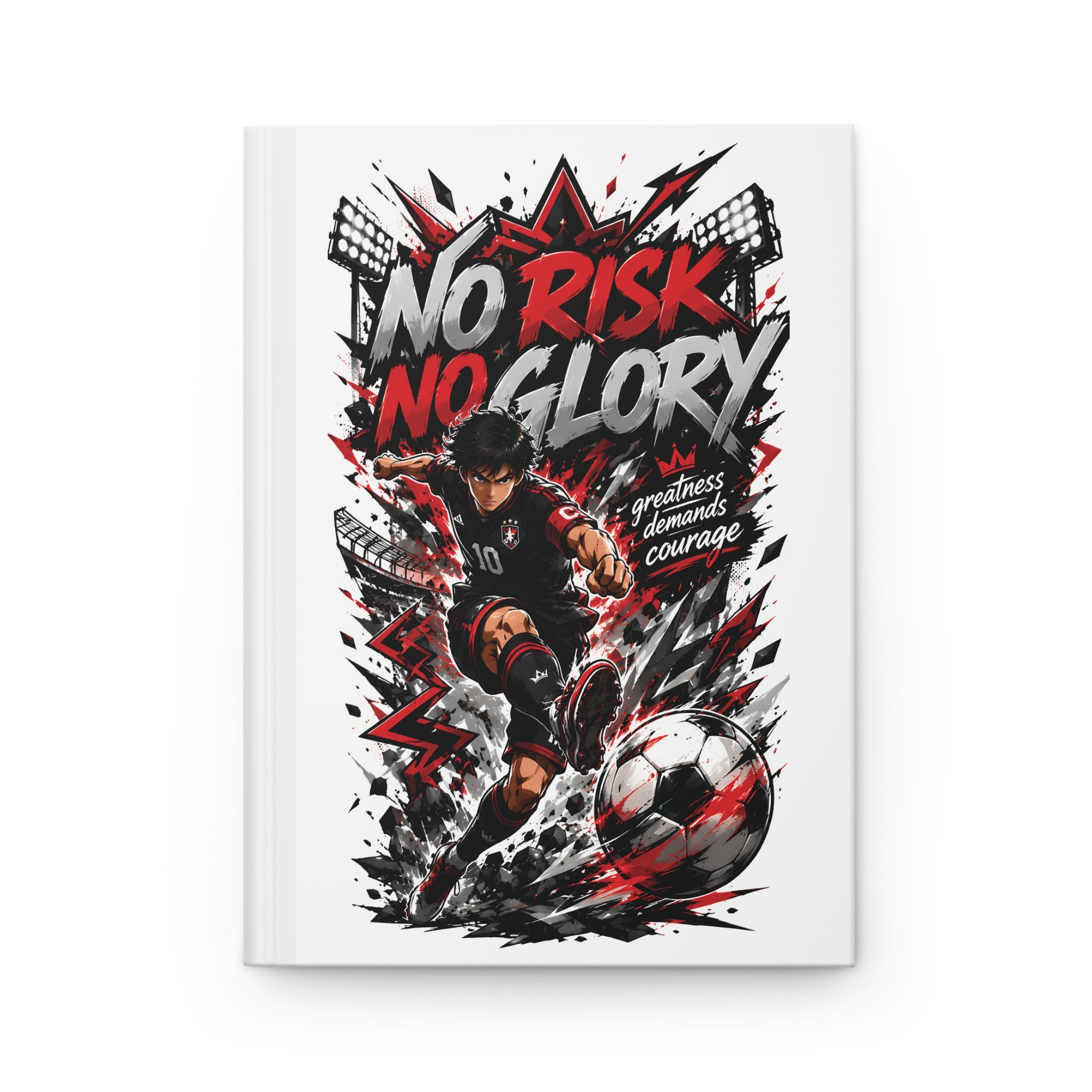 Soccer Journal — "No Risk, No Glory" Motivational Hardcover Notebook