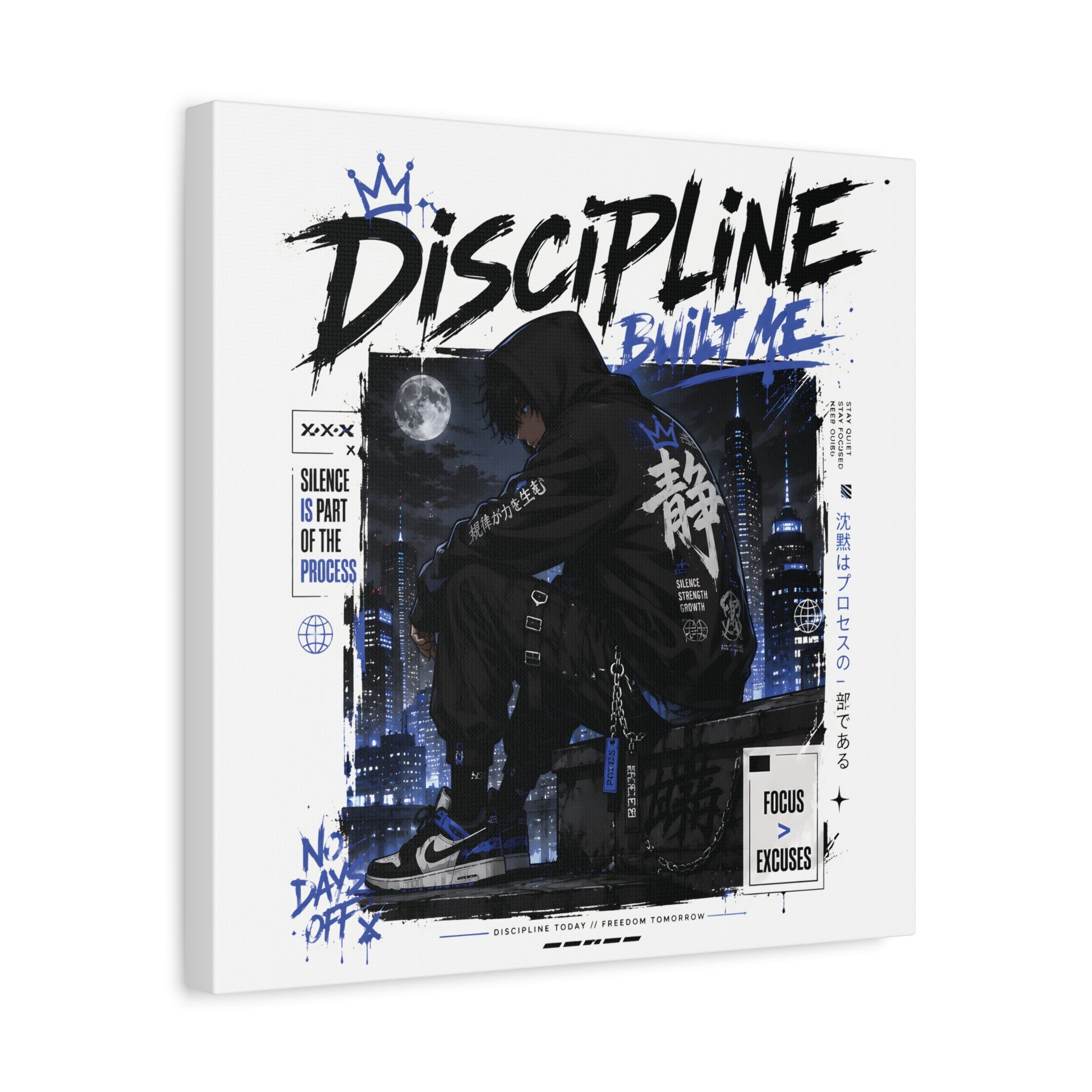 Discipline Built Me Canvas Print — Urban Streetwear Motivational Wall Art