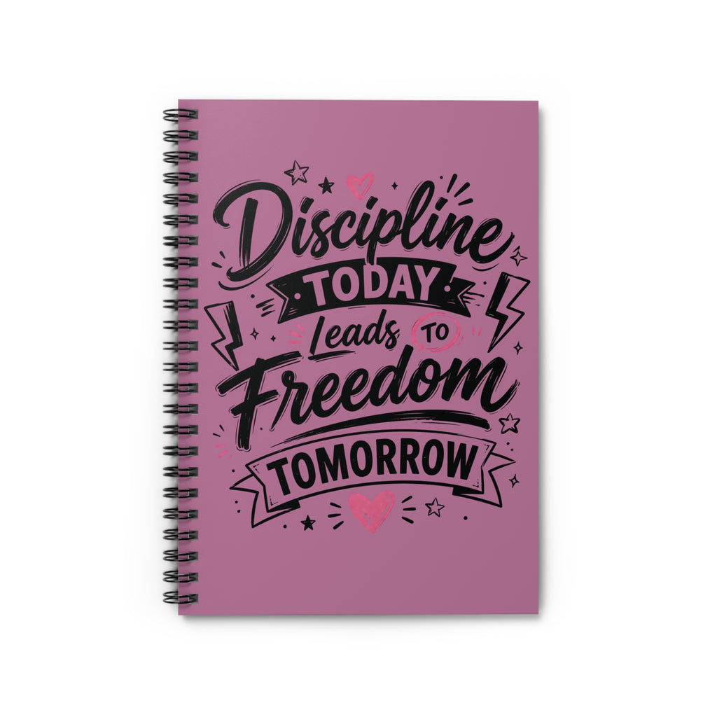 Spiral Notebook — “Discipline Today Leads to Freedom Tomorrow” Motivational Pink Journal