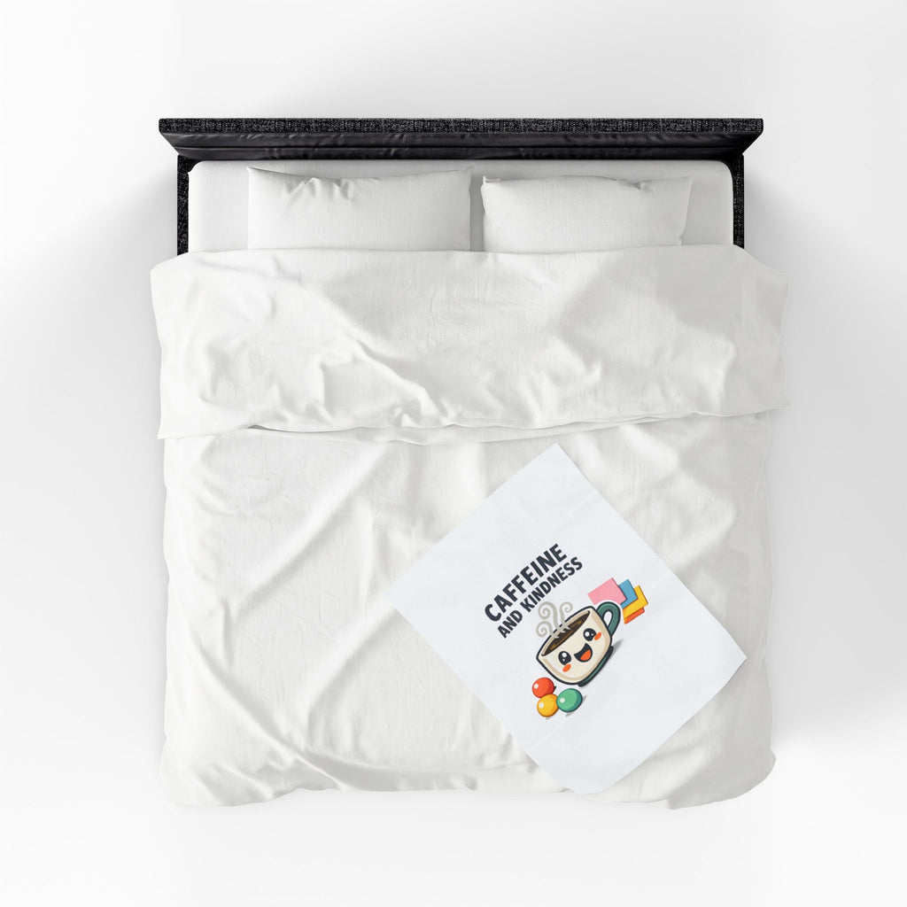 Caffeine and Kindness Velveteen Blanket - Cozy Coffee-Themed Throw
