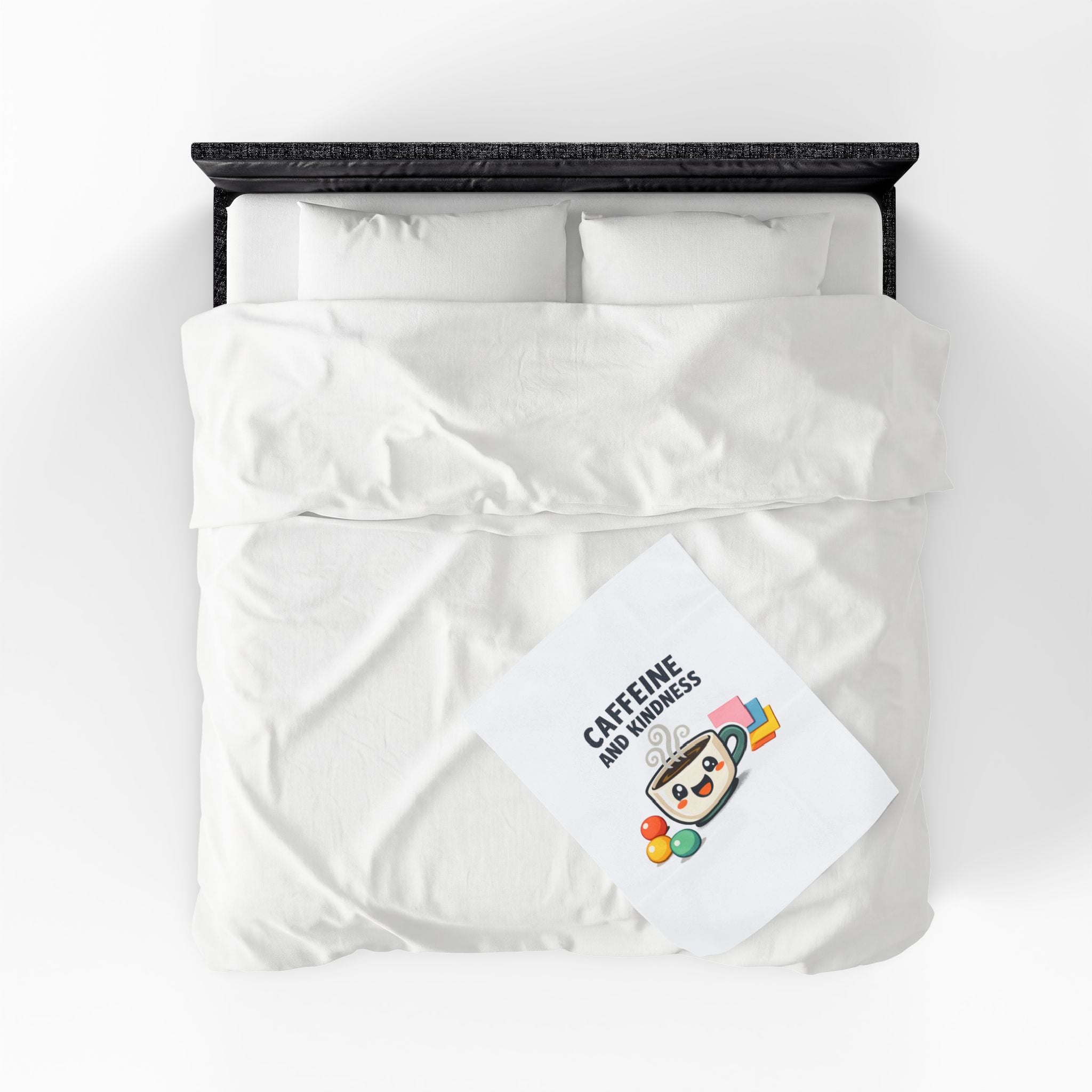 Caffeine and Kindness Velveteen Blanket - Cozy Coffee-Themed Throw