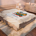 Happy Mood Face Velveteen Plush Blanket | thick outline kawaii cartoon