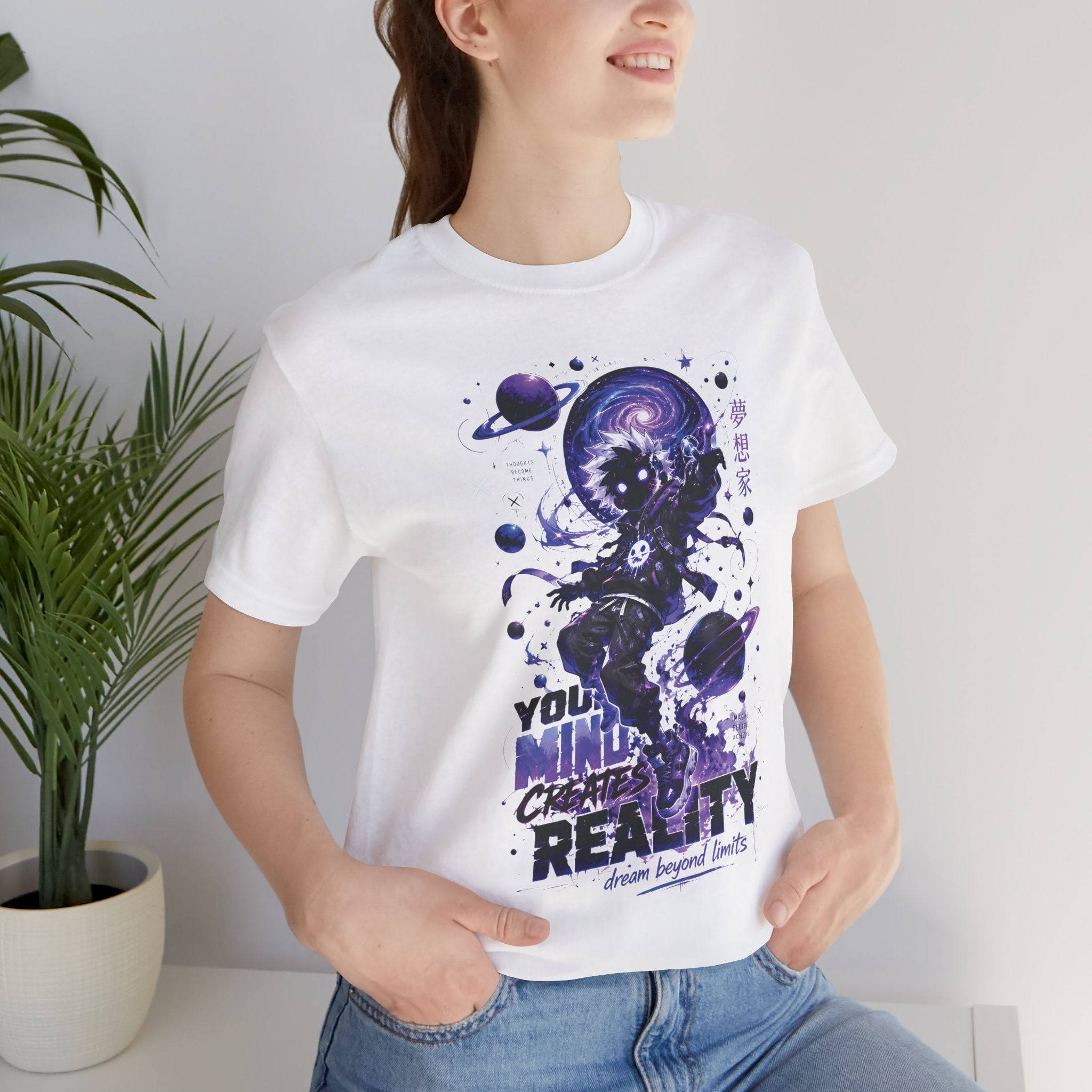 Astronaut Galaxy Tee — "Your Mind Creates Reality" Space Graphic T-Shirt