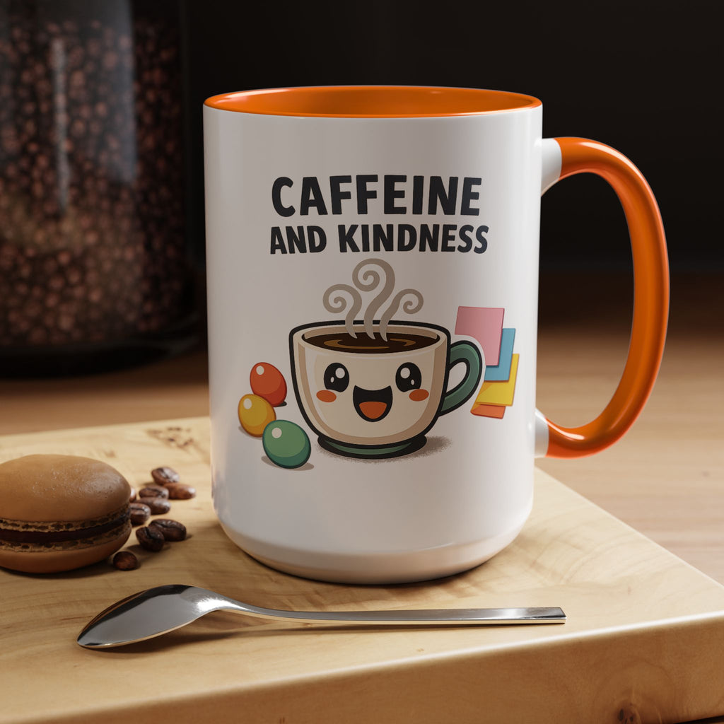 Caffeine and Kindness Coffee Mug – Ceramic Accent Mug (11oz / 15oz)