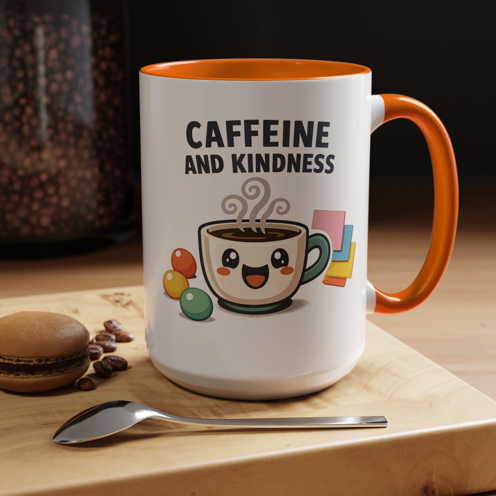 Caffeine and Kindness Coffee Mug – Ceramic Accent Mug (11oz / 15oz)