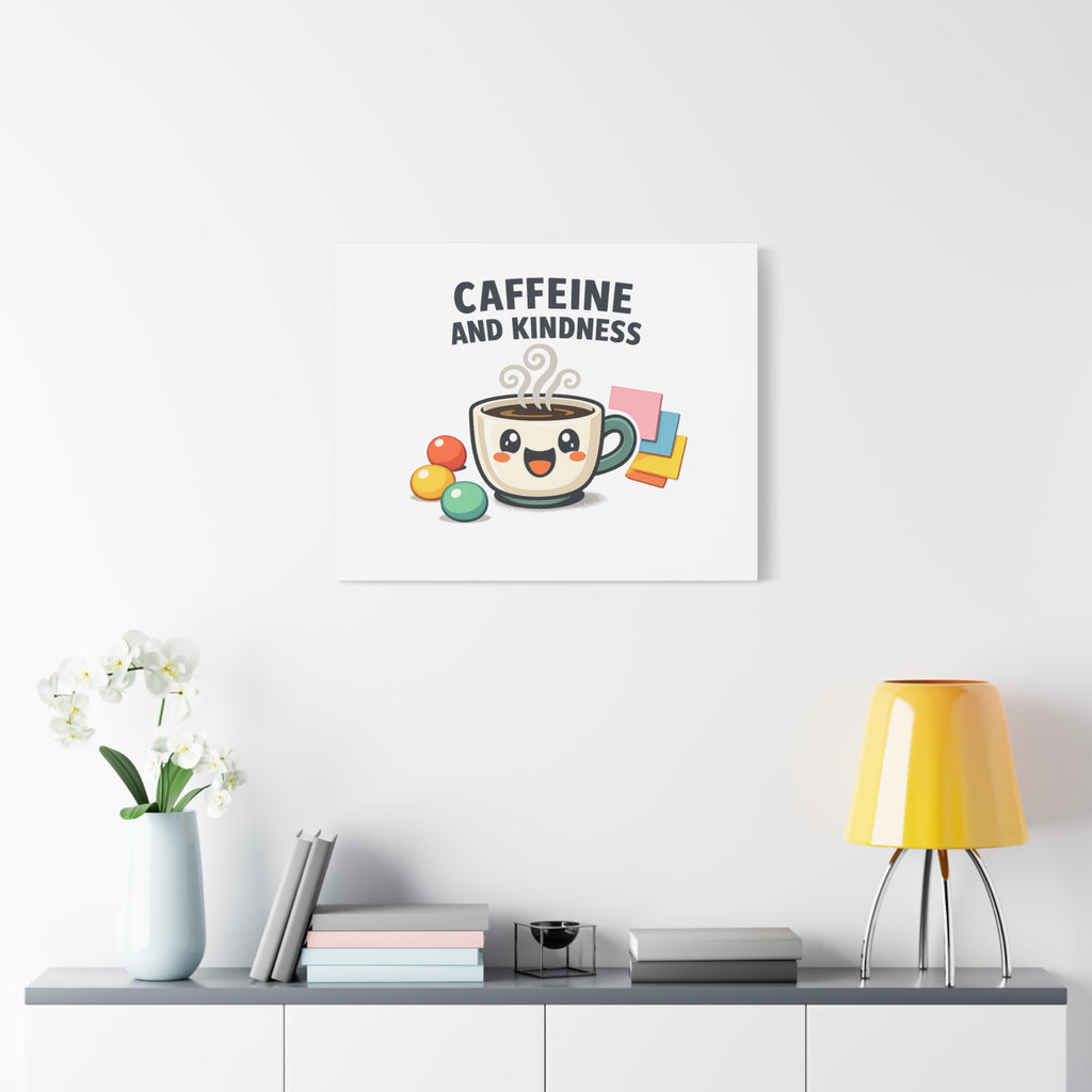 Caffeine and Kindness Canvas | Office Humor, Coffee Fuel Wall Art