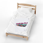 Catch the Fire Retro Cartoon Car Velveteen Plush Blanket | racing flame, vintage car illustration