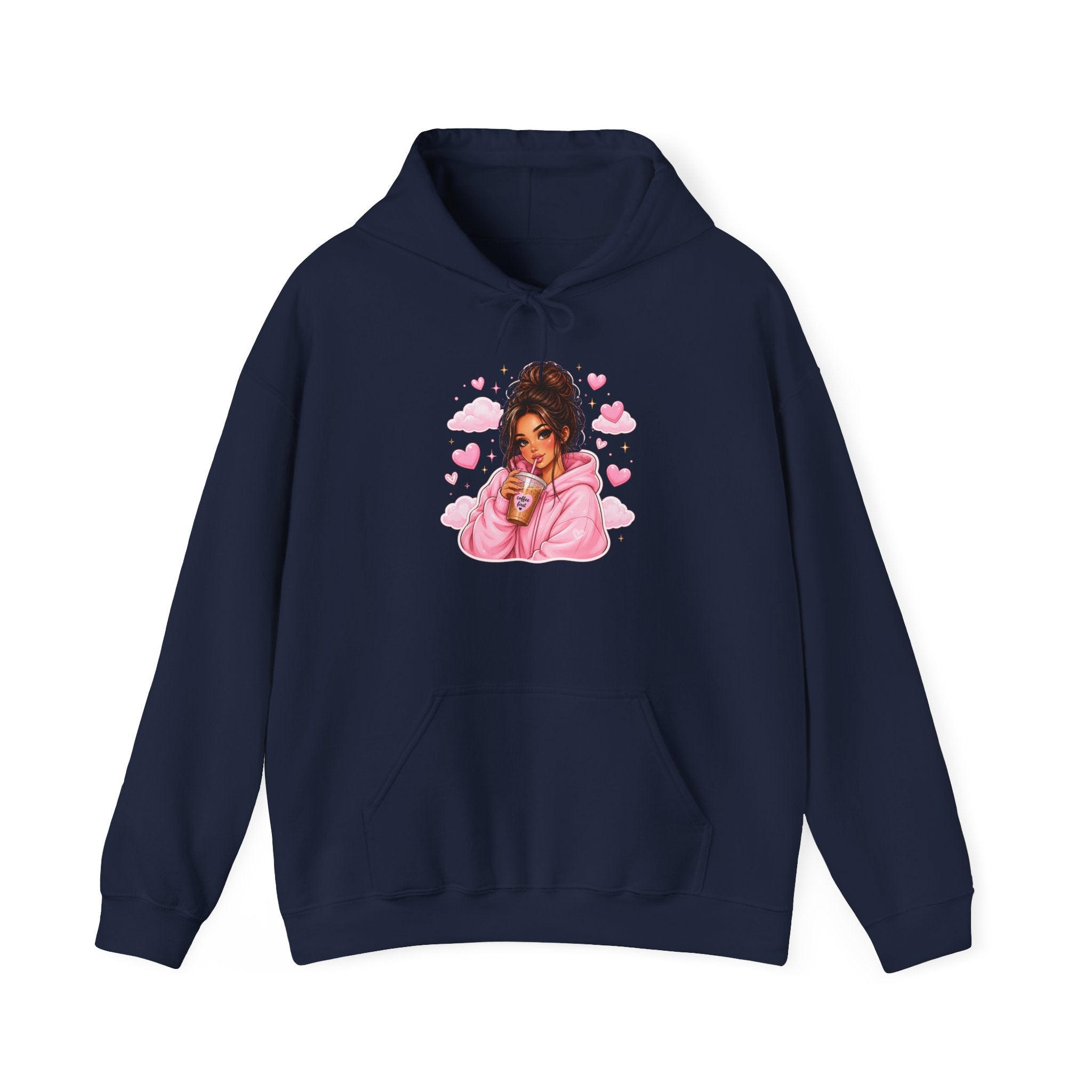 Cute Pink Heart Girl Hoodie — Cozy Graphic Sweatshirt