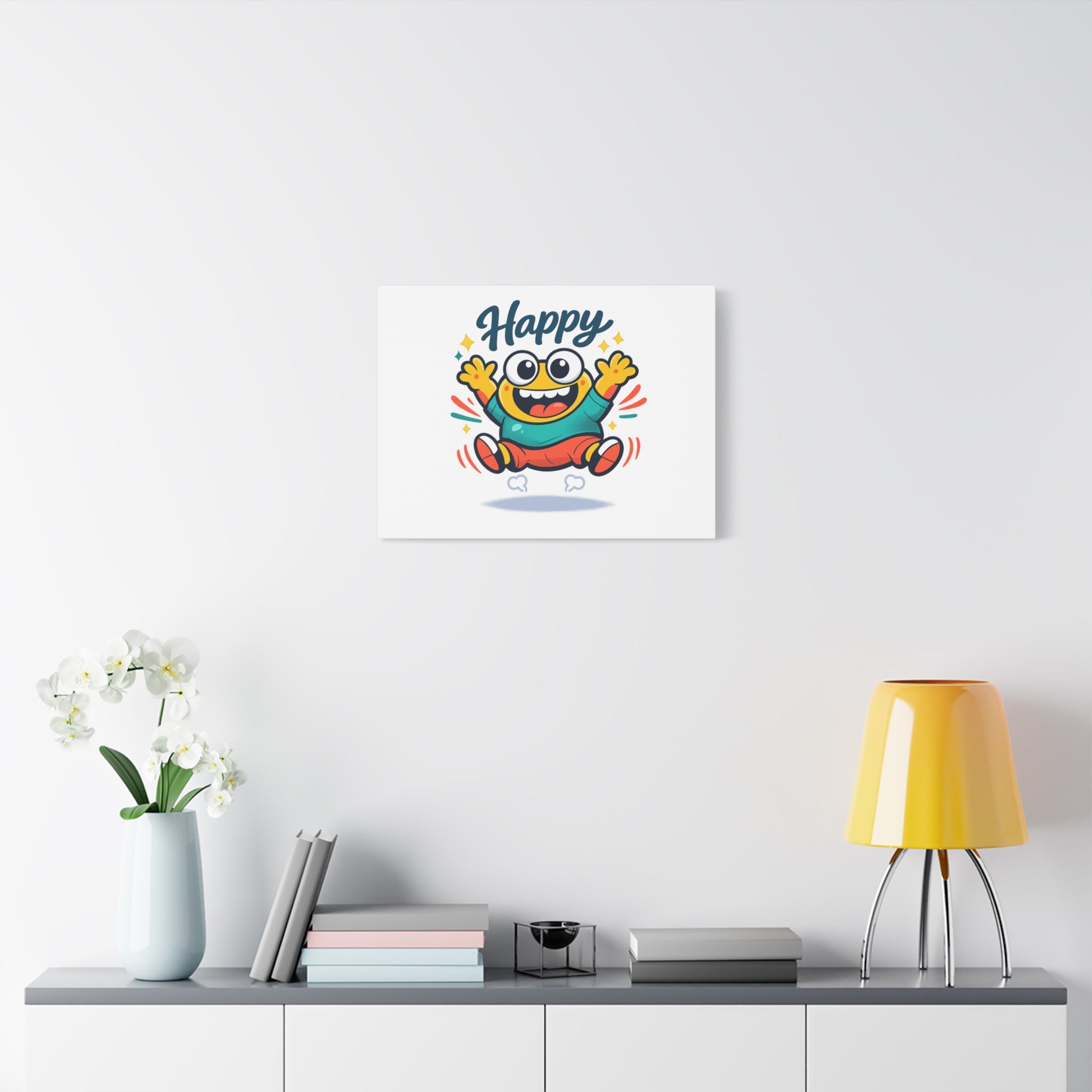 Happy Blob Cartoon Canvas | Bold Cartoon, Thick Outline, Kawaii Minimal