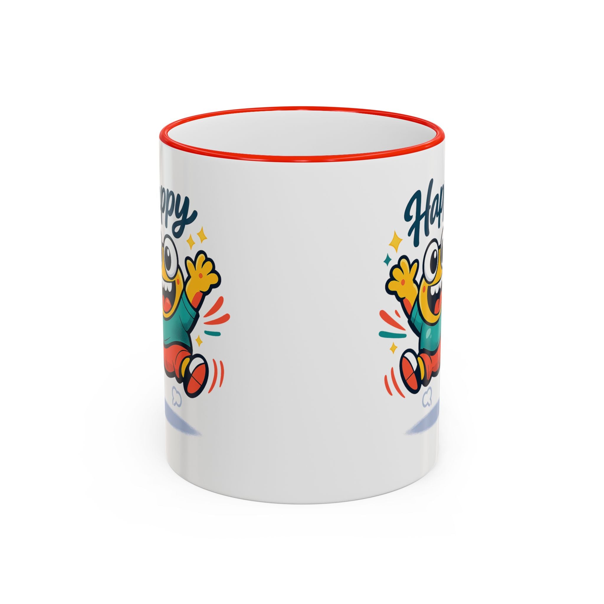Happy Monster Accent Mug - Cute Cartoon Coffee Cup (11oz/15oz)