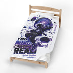 Velveteen Plush Blanket — Cosmic Astronaut 'Your Mind Creates Reality' Soft Throw
