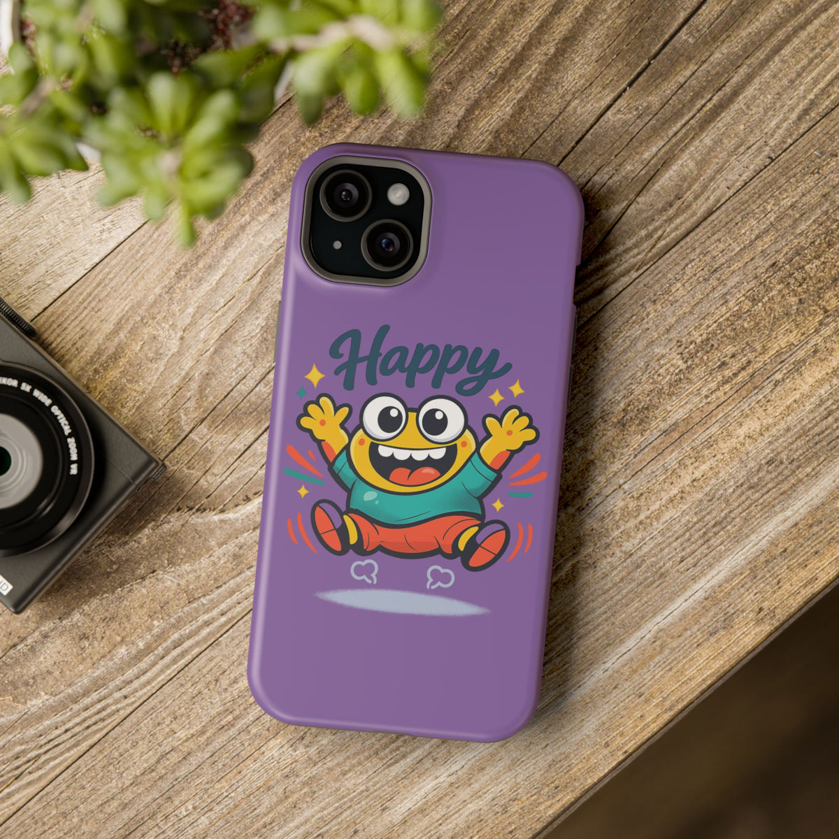 Happy Monster Magnetic Protective Phone Case Purple