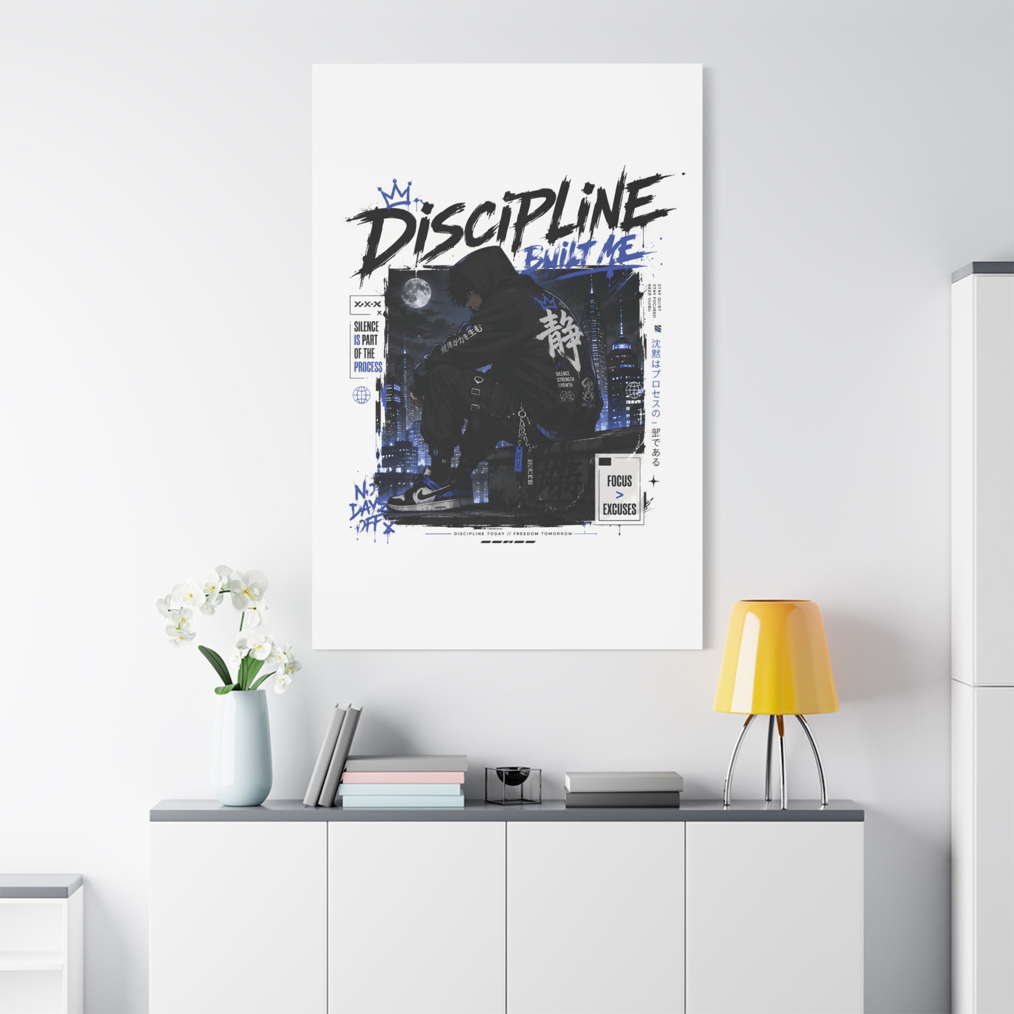 Discipline Built Me Canvas Print — Urban Streetwear Motivational Wall Art