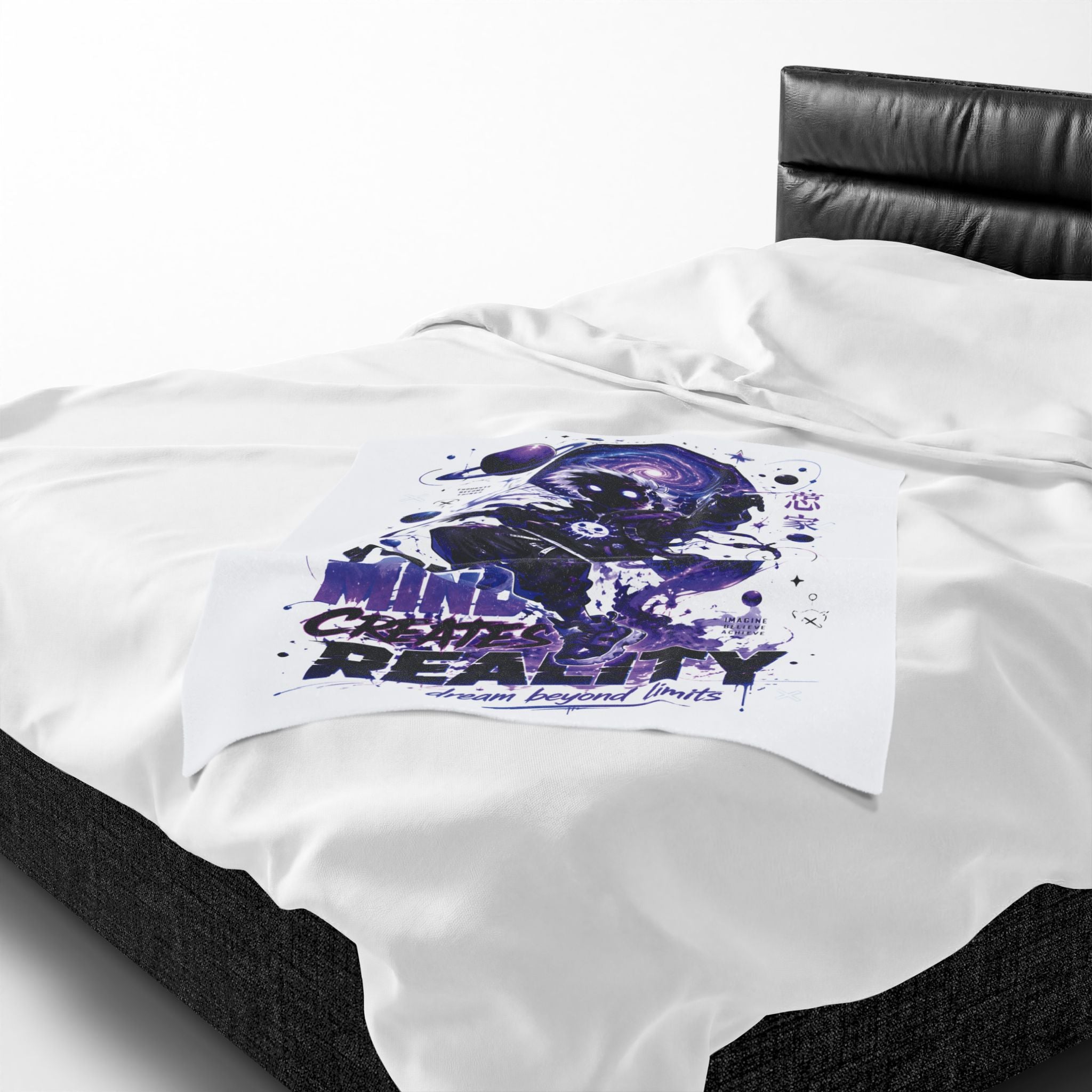 Velveteen Plush Blanket — Cosmic Astronaut 'Your Mind Creates Reality' Soft Throw