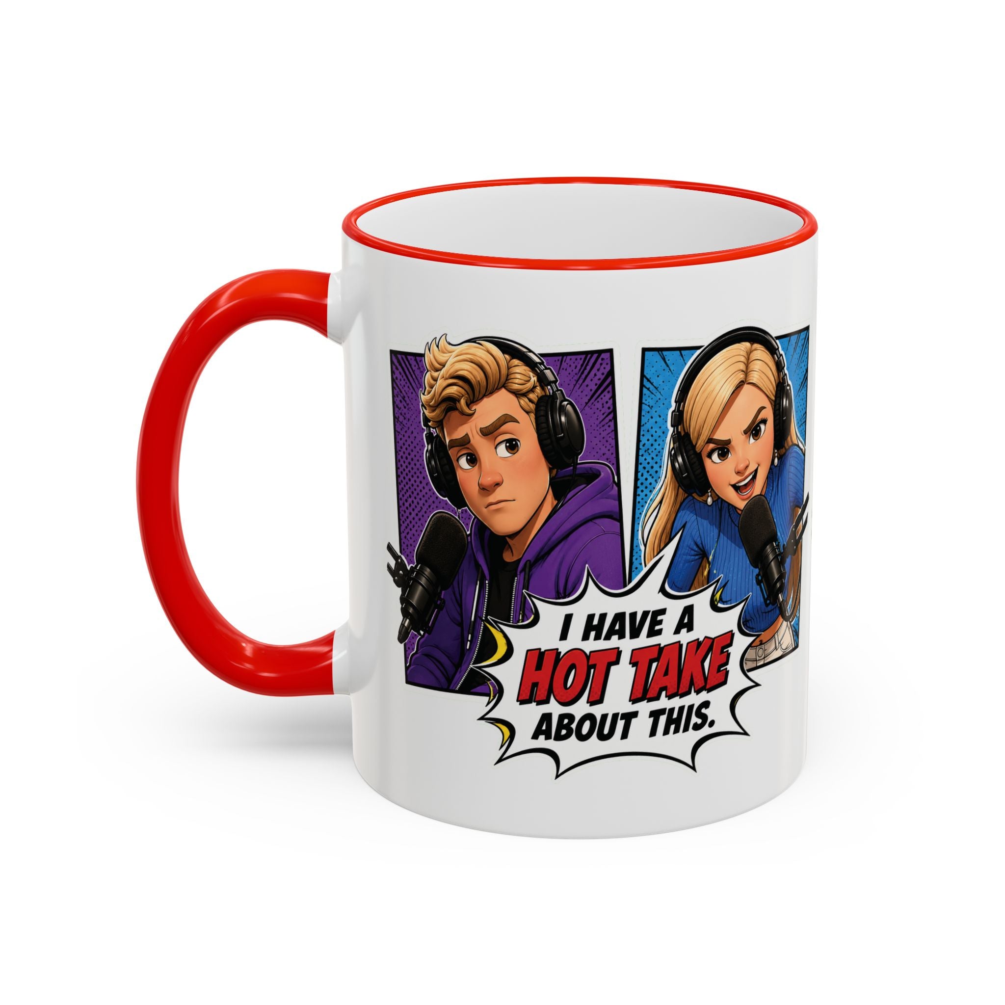Jake And Emma Hot Take Accent Rim Mug – I Have A Hot Take About This Comic Coffee Cup (11oz/15oz)