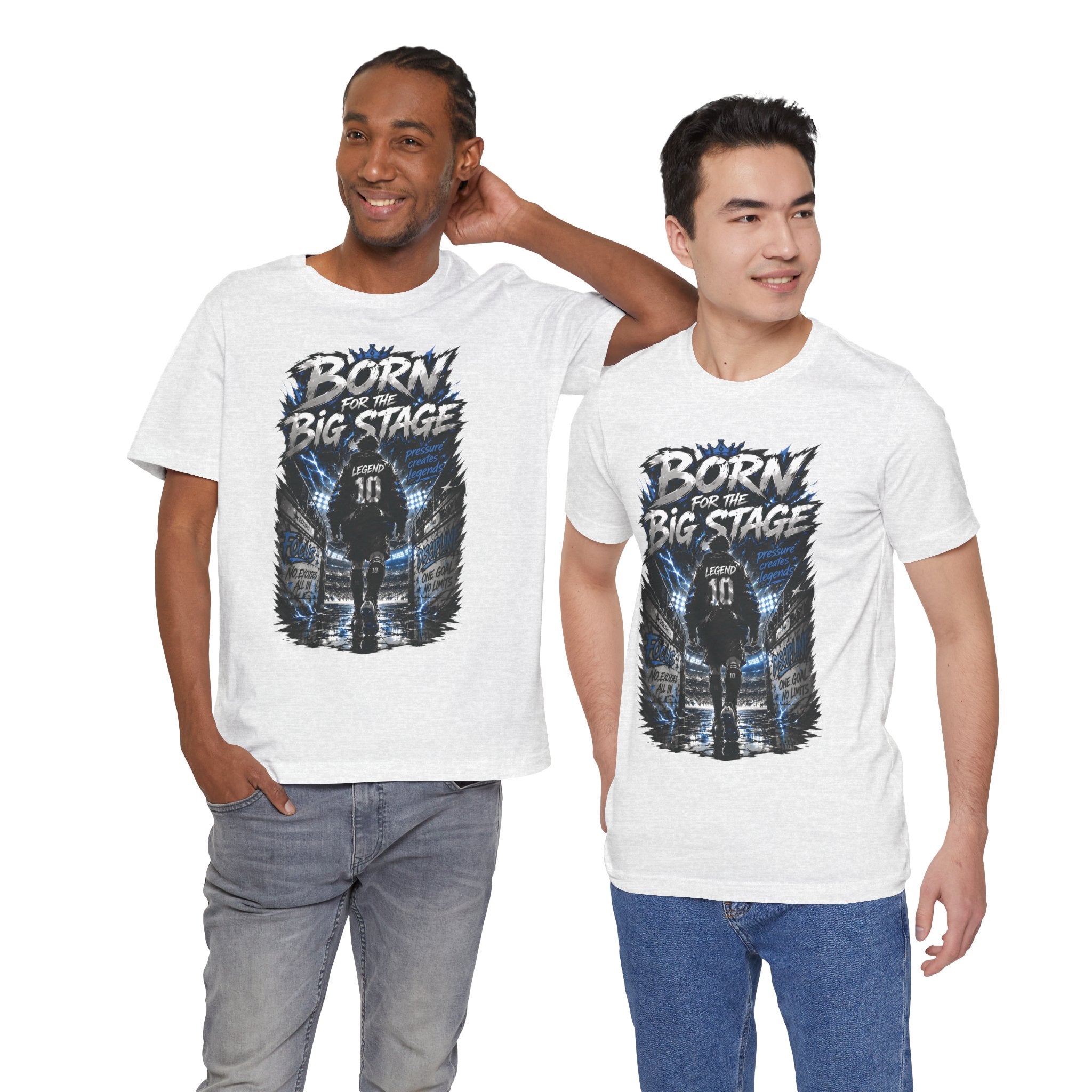 Soccer Player T‑Shirt — "Born for the Big Stage" Football Match Tee