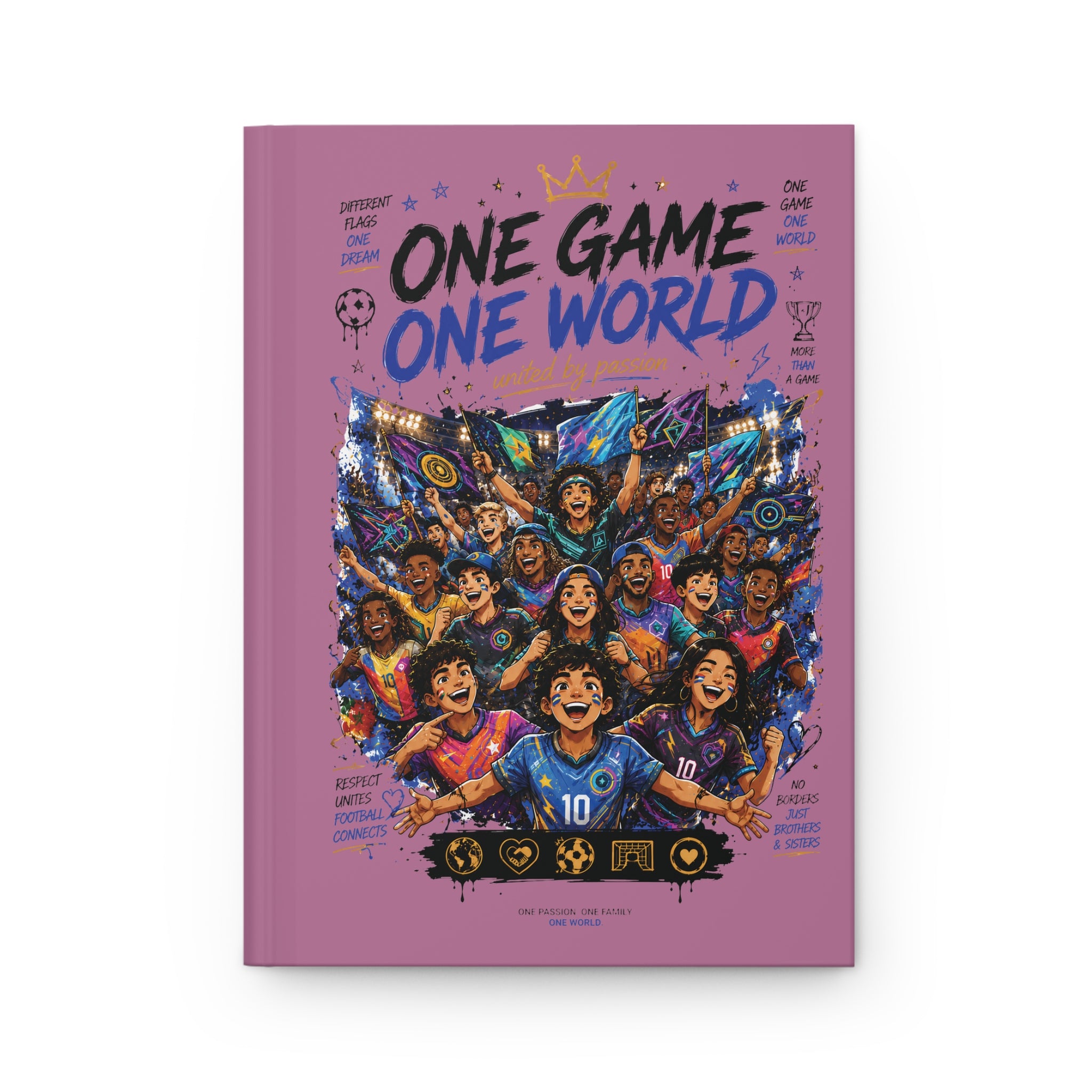 One Game One World Soccer Journal — Personalized Hardcover Notebook