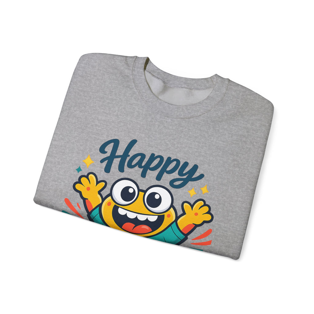 Happy Blob Cartoon Crewneck Sweatshirt | kawaii minimal, thick outline