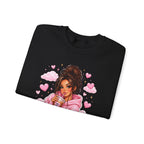 Cozy Pink Heart Girl Crewneck Sweatshirt