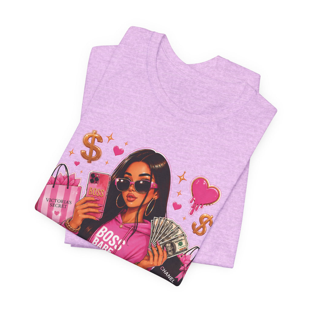 Boss Babe Pink Fashion Tee — Women’s Glam Money & Shopping Graphic Shirt