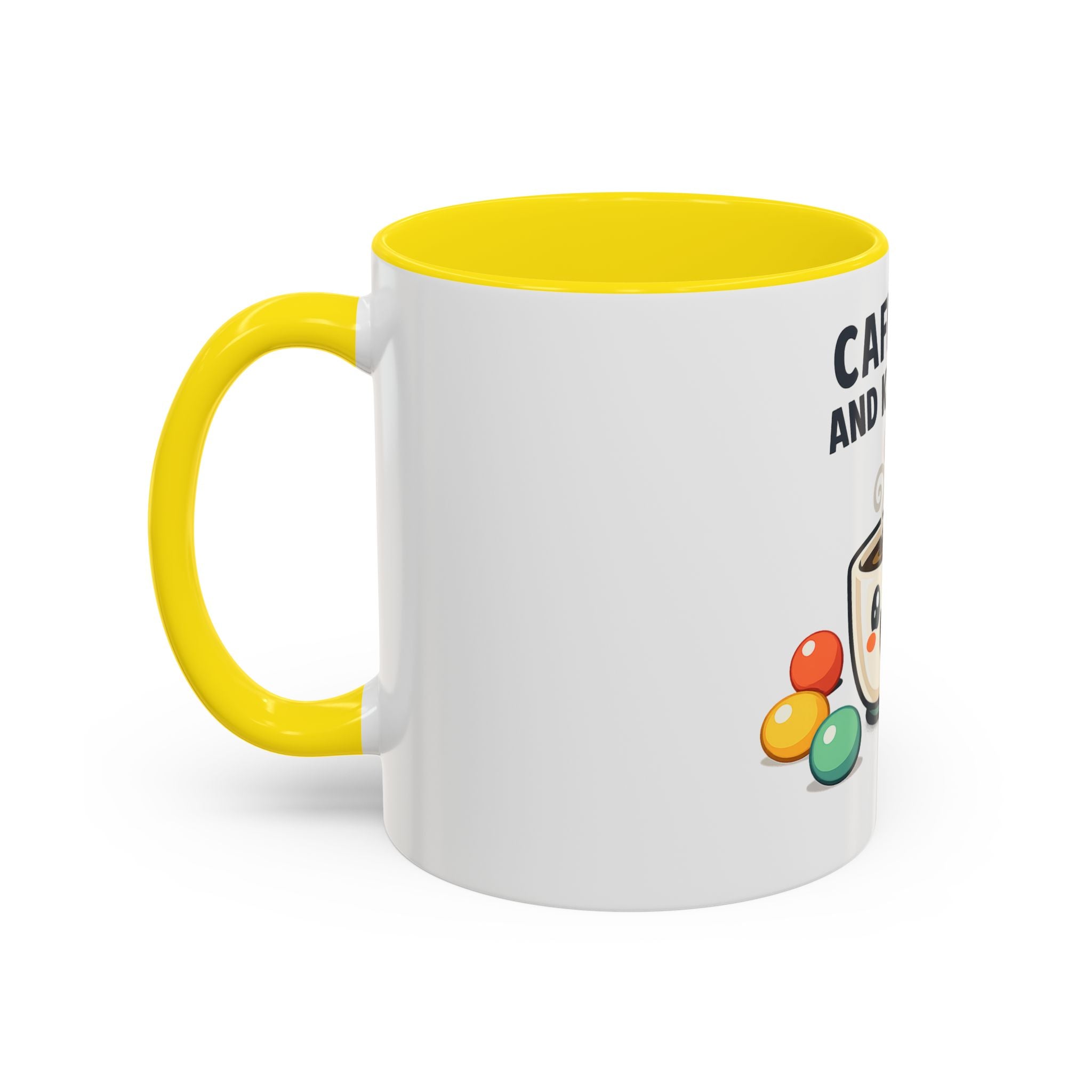 Caffeine and Kindness Coffee Mug — Cute Kawaii Tea Cup Accent Mug (11/15oz)