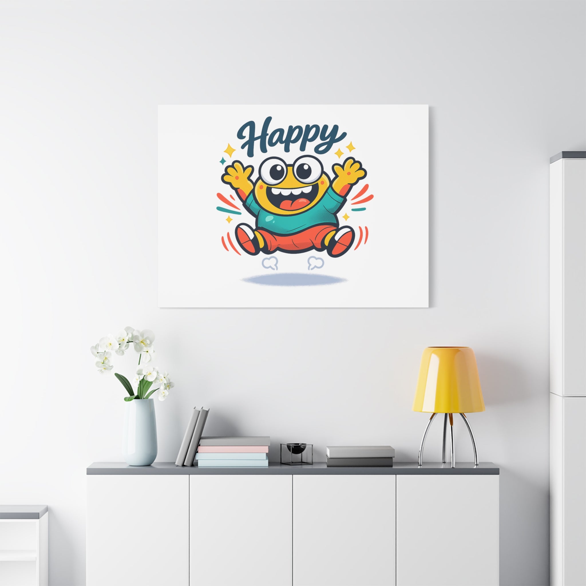 Happy Blob Cartoon Canvas | Bold Cartoon, Thick Outline, Kawaii Minimal