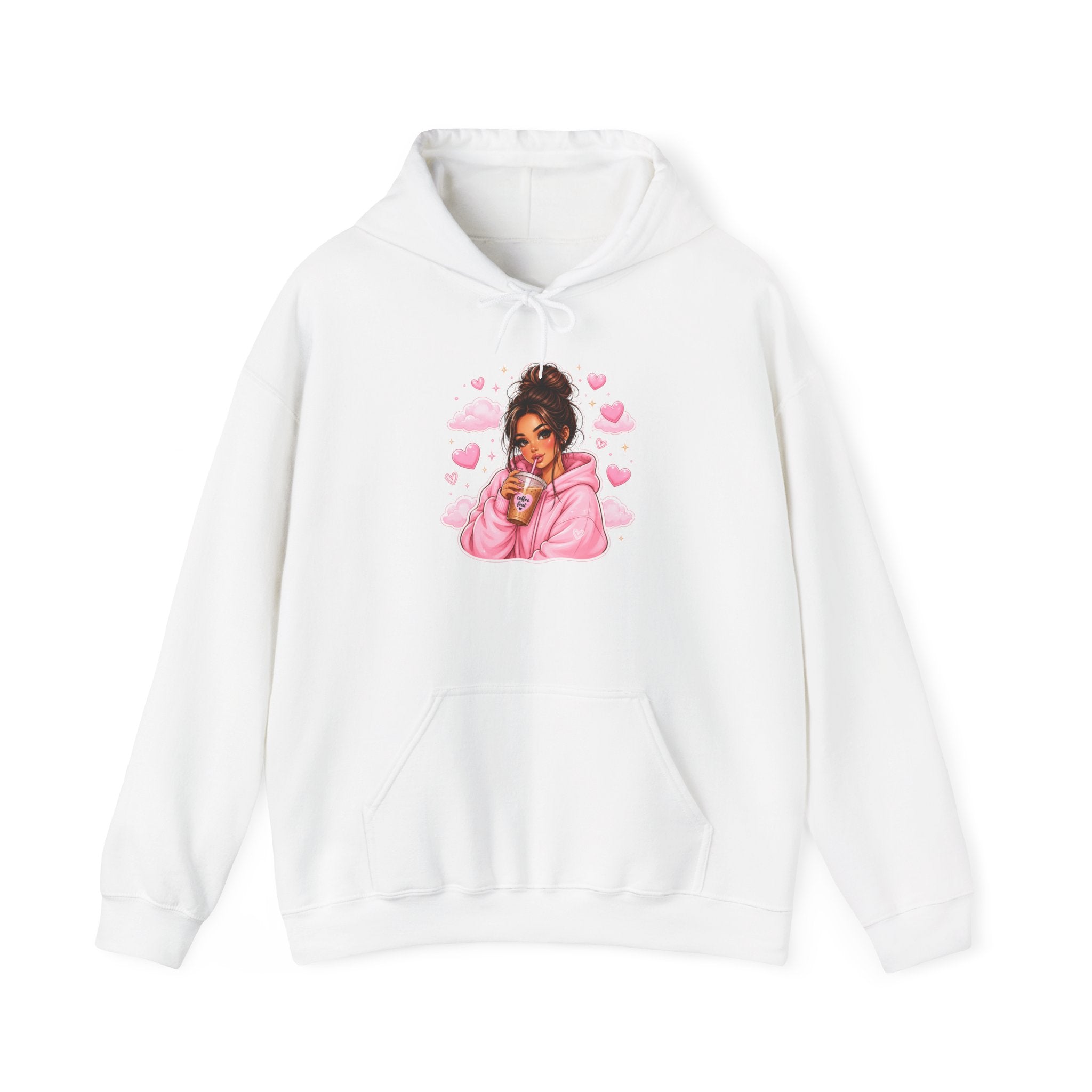 Cute Pink Heart Girl Hoodie — Cozy Graphic Sweatshirt