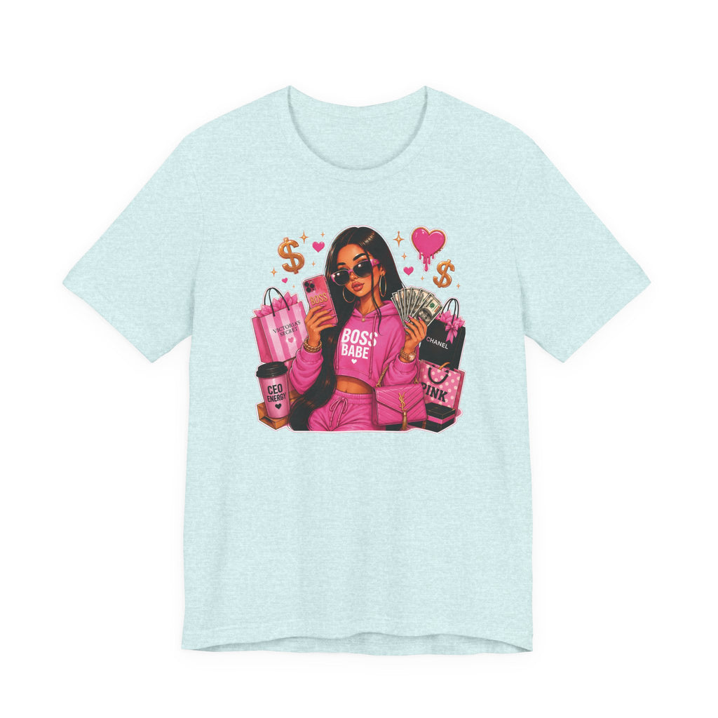 Boss Babe Pink Fashion Tee — Women’s Glam Money & Shopping Graphic Shirt
