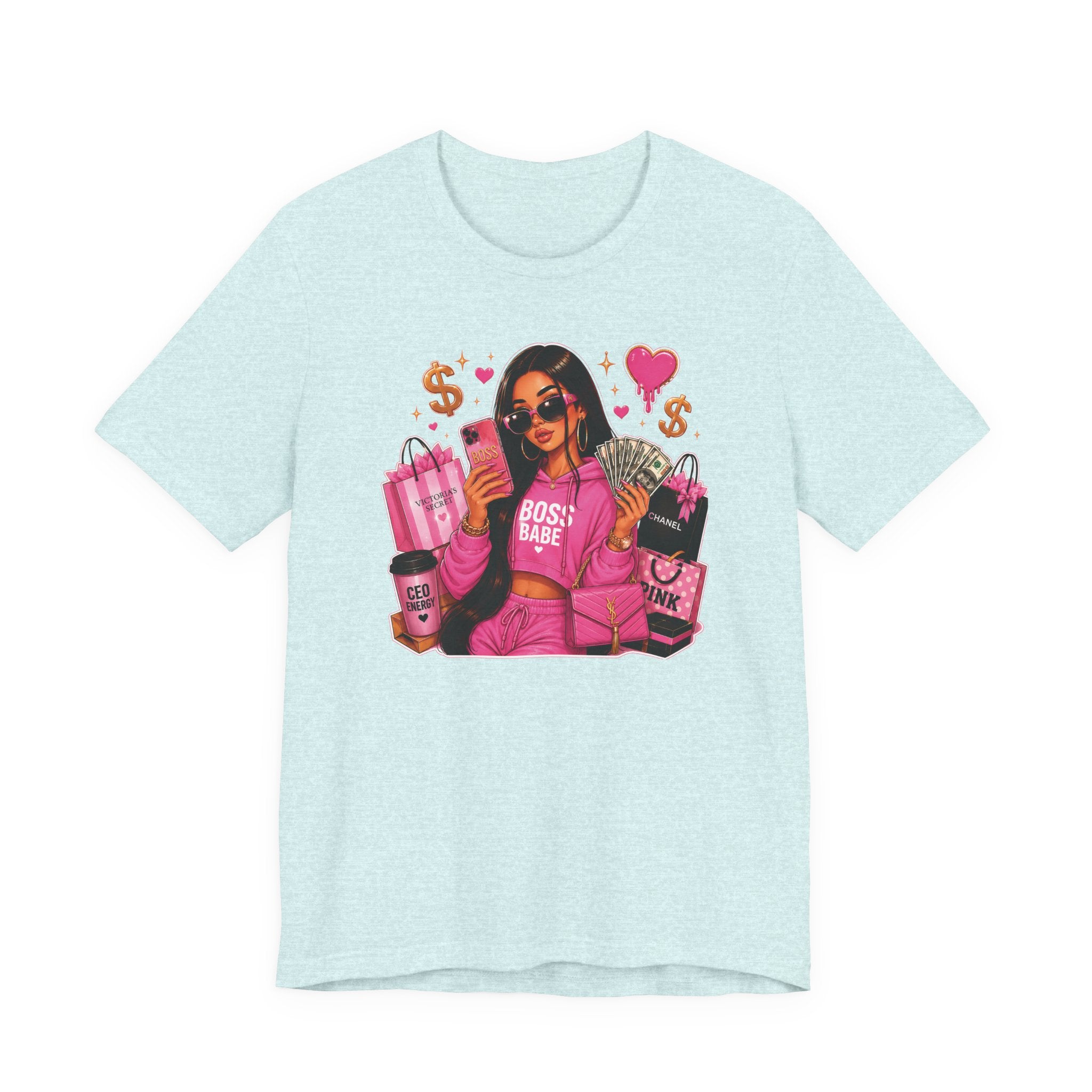 Boss Babe Pink Fashion Tee — Women’s Glam Money & Shopping Graphic Shirt