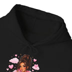 Cute Pink Heart Girl Hoodie — Cozy Graphic Sweatshirt