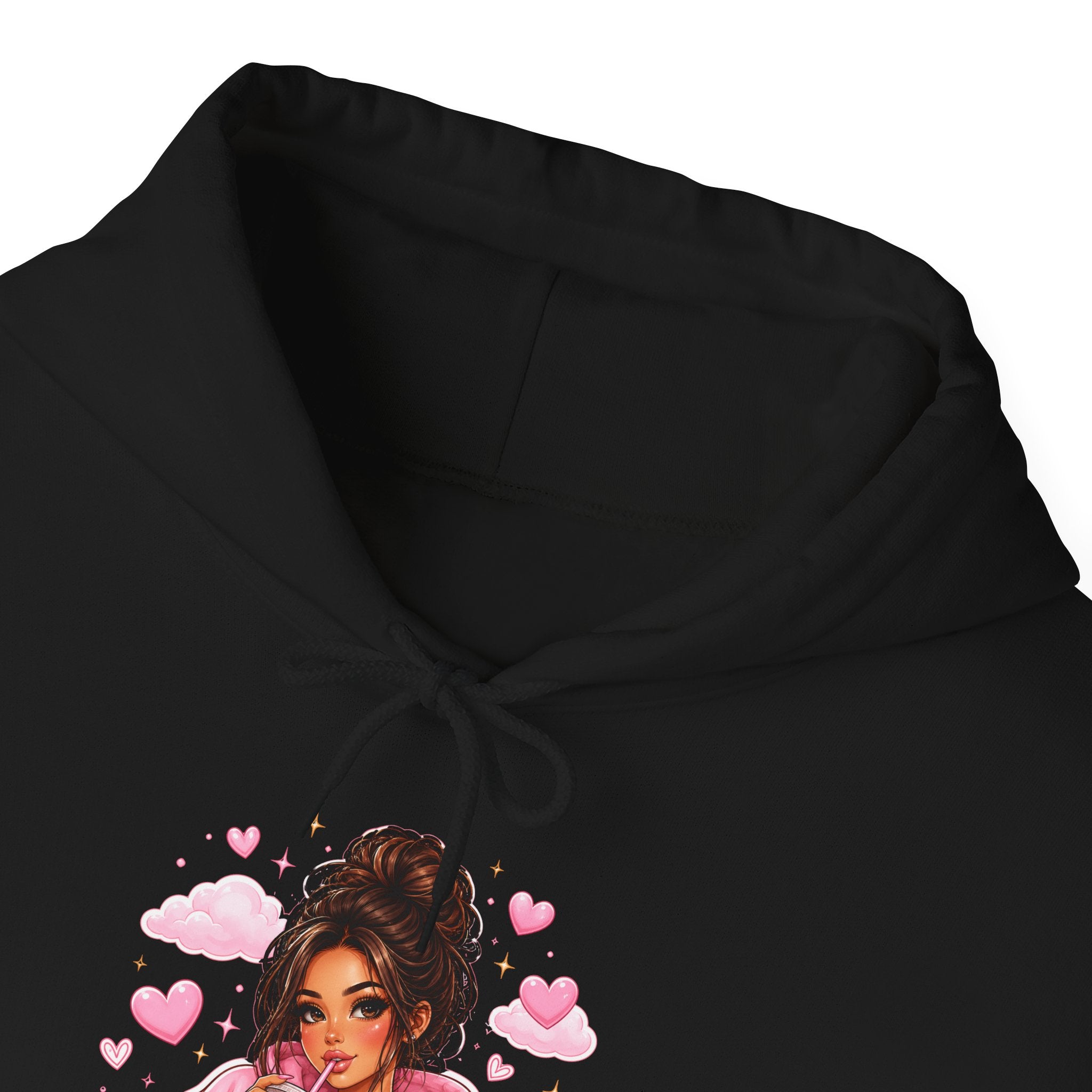 Cute Pink Heart Girl Hoodie — Cozy Graphic Sweatshirt