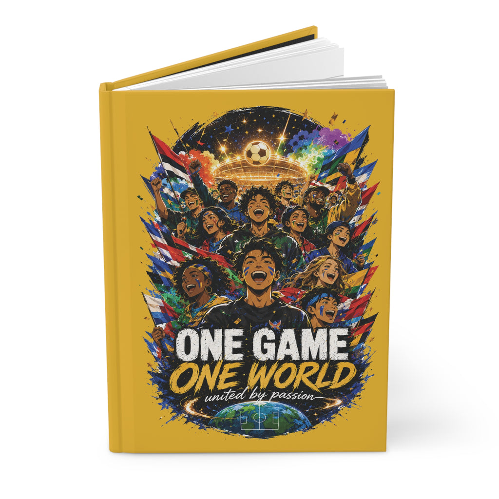 Soccer Hardcover Journal – "One Game One World" Personalized Player Number Notebook
