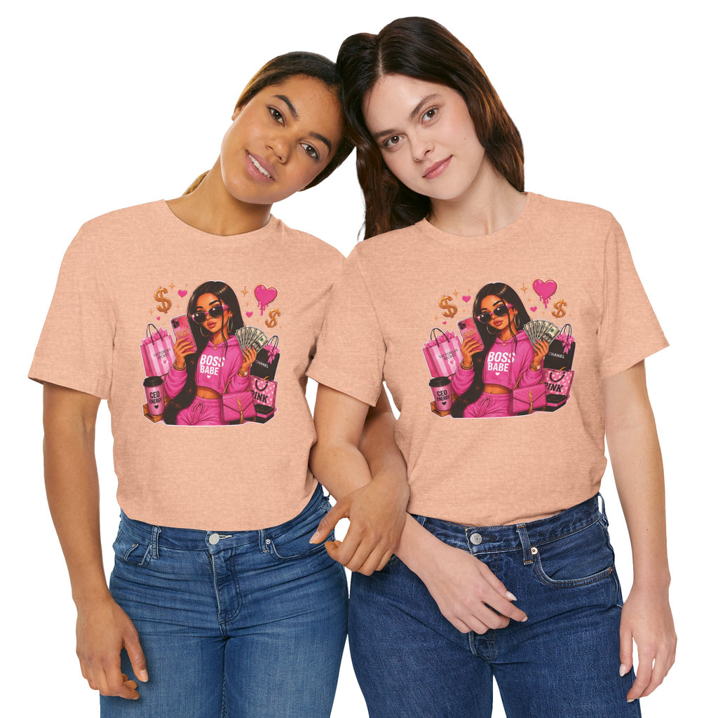 Boss Babe Pink Fashion Tee — Women’s Glam Money & Shopping Graphic Shirt