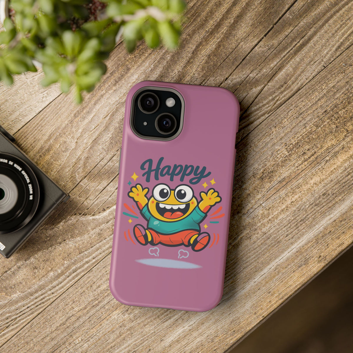 Happy Monster Magnetic Protective Phone Case Pink