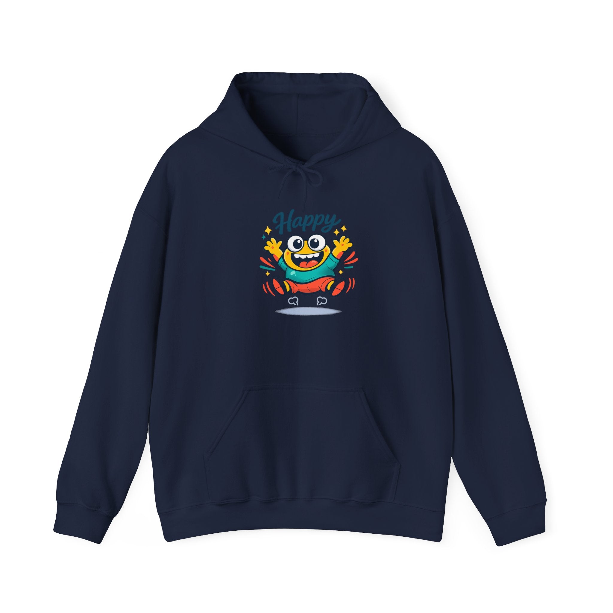 Happy Blob Cartoon Hoodie | kawaii minimal, thick outline mood face