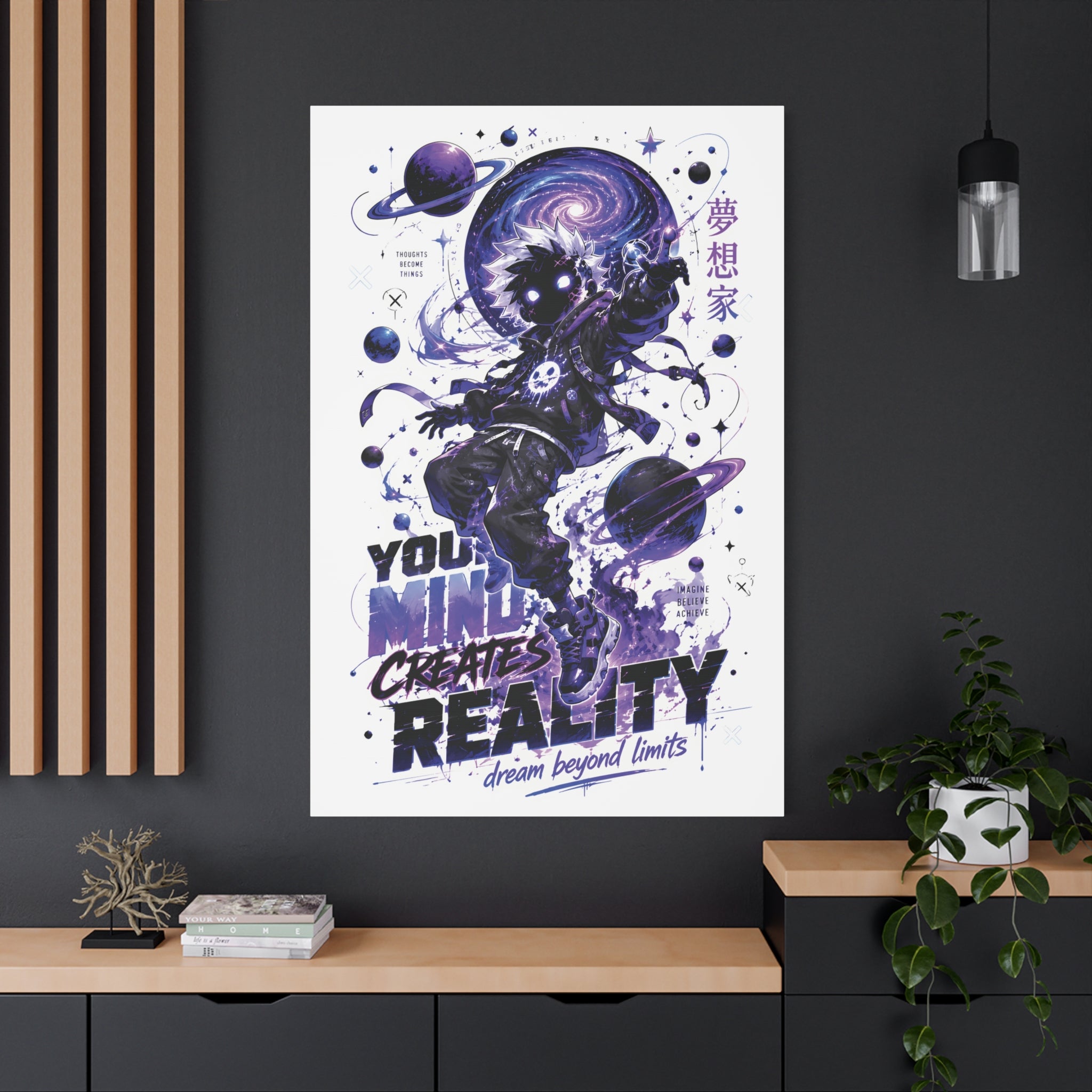 Space Astronaut Canvas Print — “You Mind Creates Reality” Inspirational Wall Art