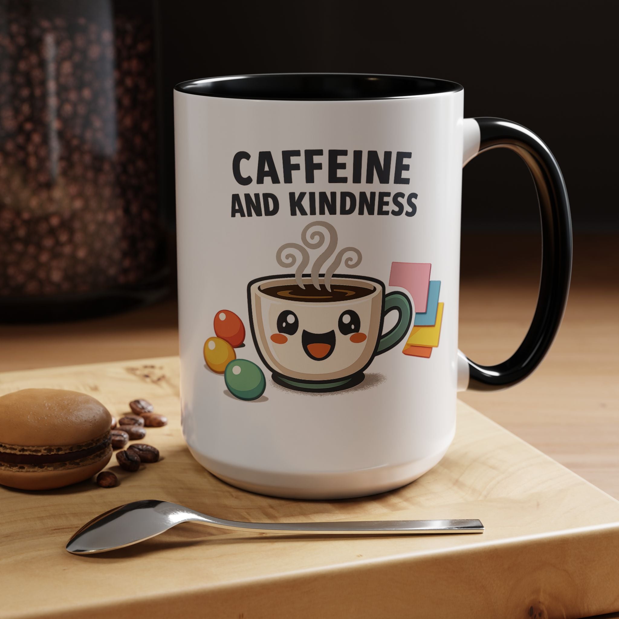 Caffeine and Kindness Coffee Mug – Ceramic Accent Mug (11oz / 15oz)